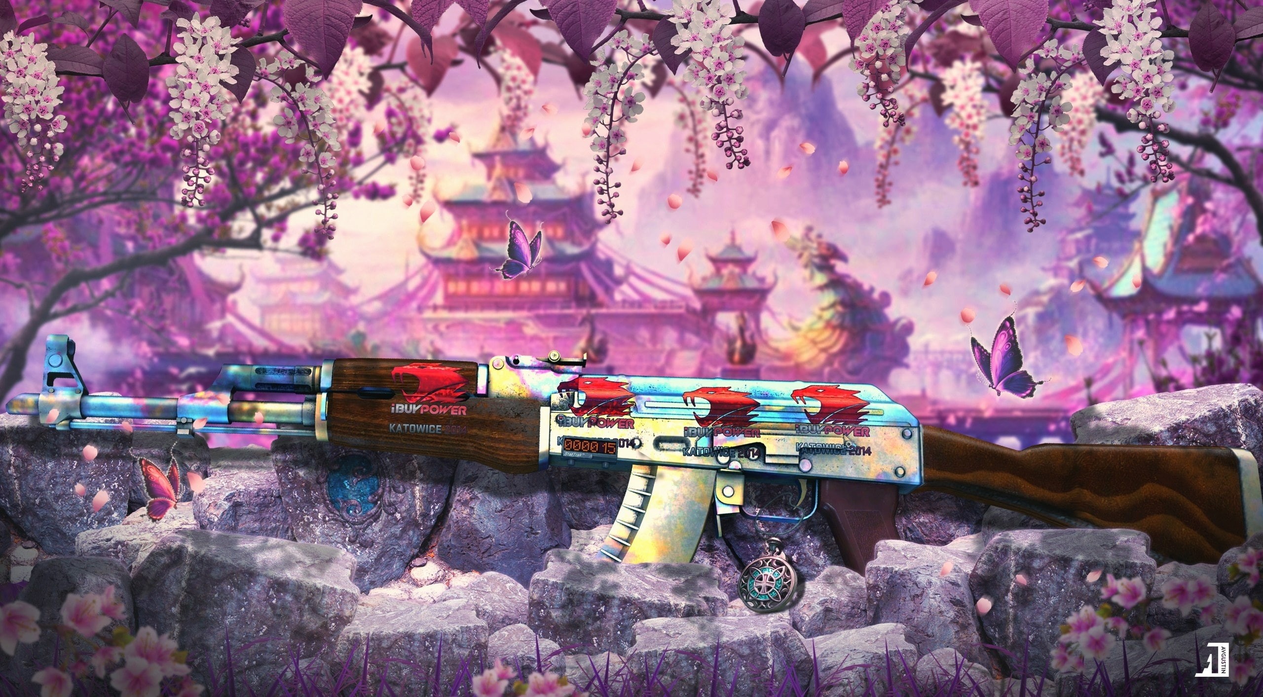 counterstrike, Games, hardened, Flowers, videogame, 2K, Other Games, Spring, ak, case, Weapon, globaloffensive, Rifle, assaultrifle, casehardened, HD Wallpaper