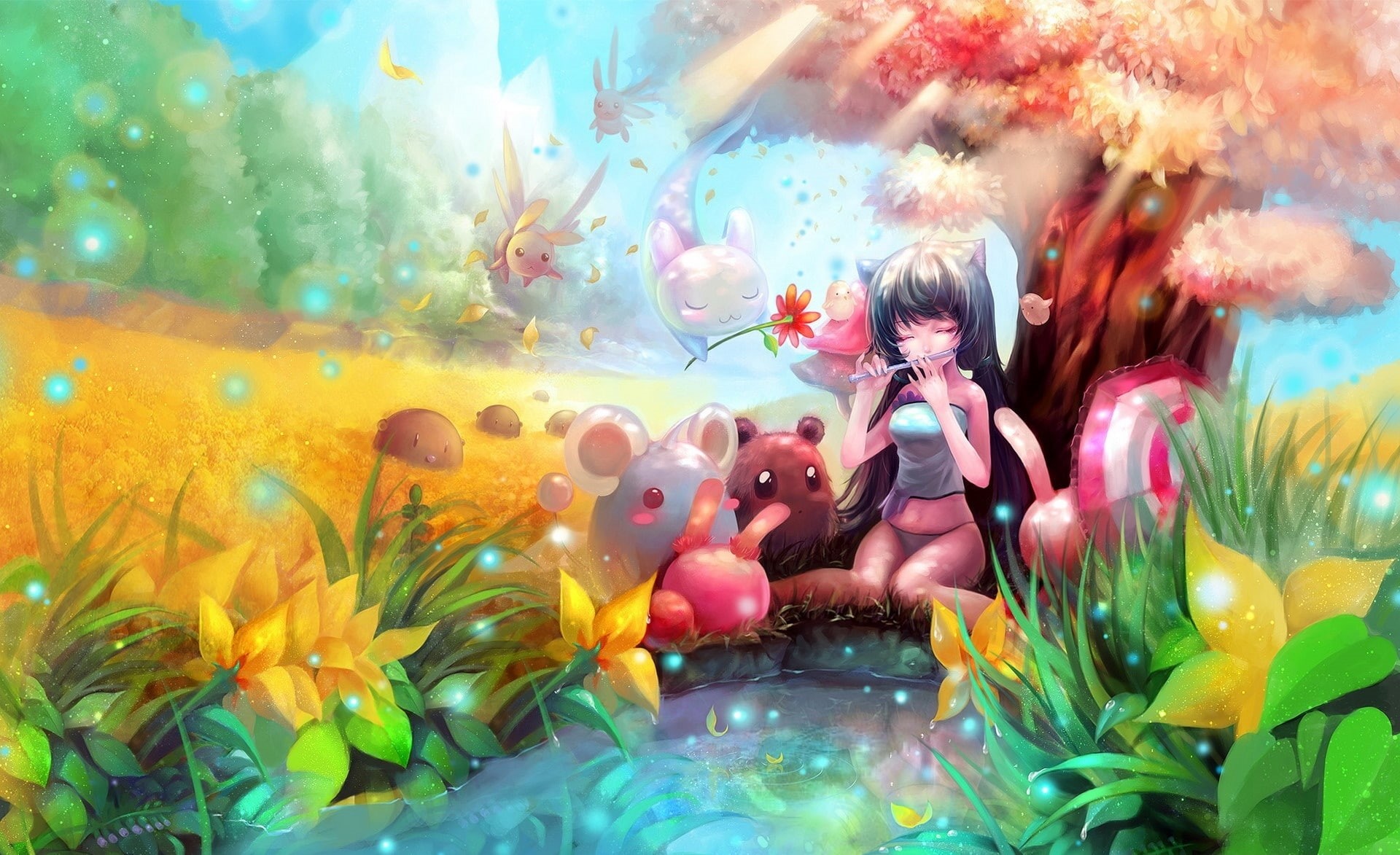 illustration, girl, nature, festival, celebration, underwater, day, transparent, haired, multi colored, Games, Online, Artwork, water, swimming, outdoors, HD Wallpaper