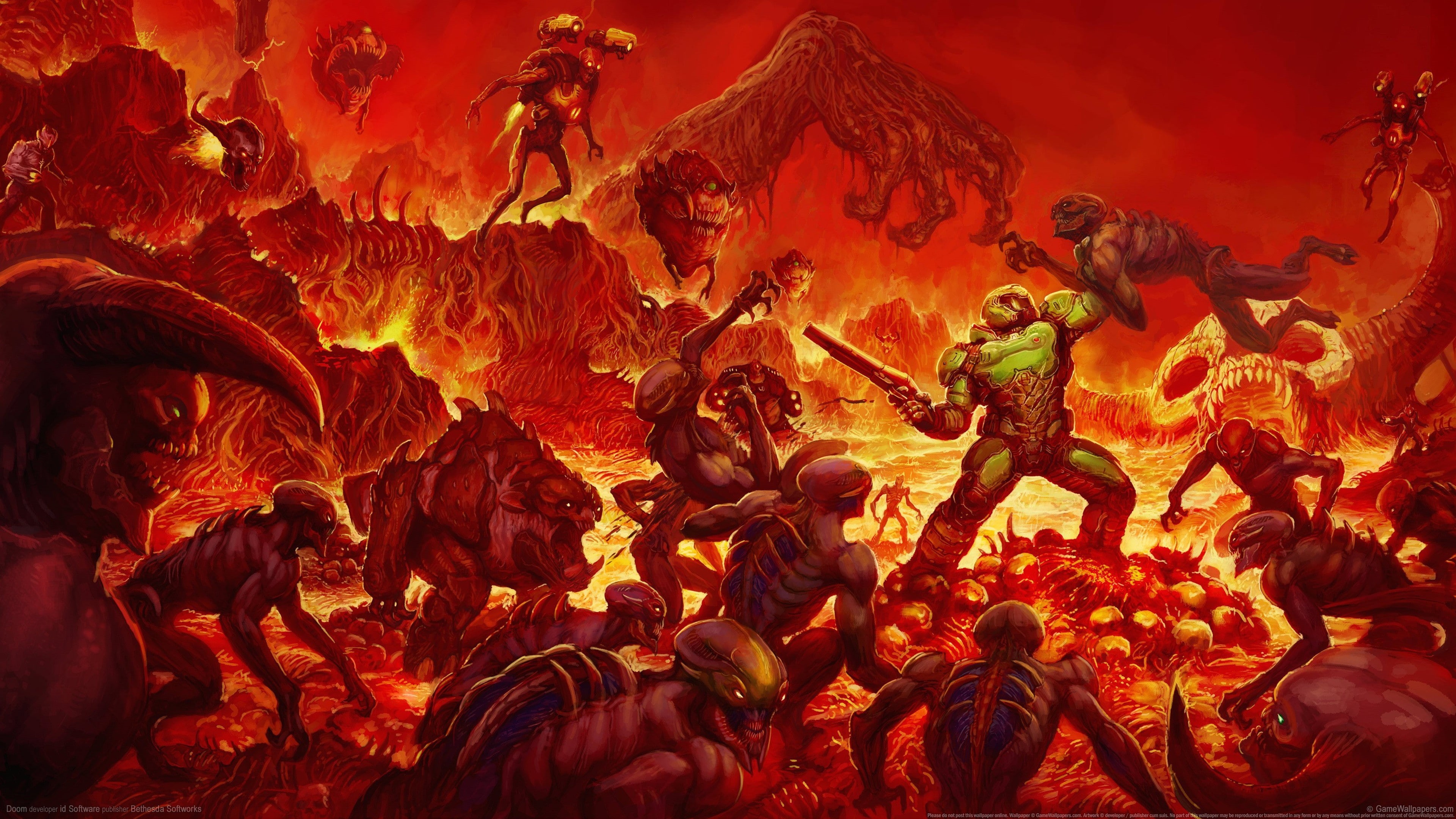 Bethesda Softworks, Doom (game), demon, Id Software, Doom 4, horror, video games, 4K, HD Wallpaper
