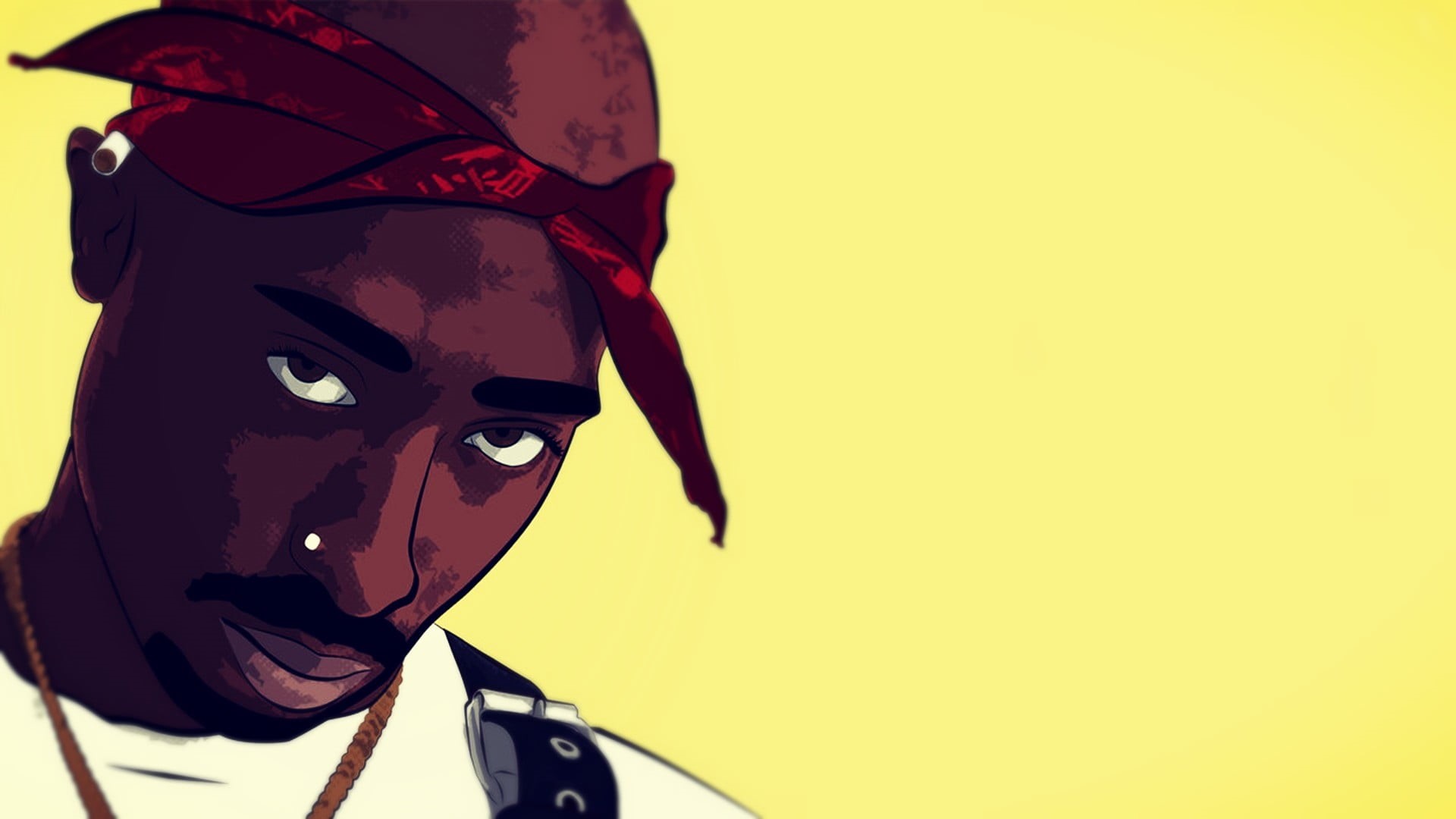 1080P, 2Pac, colored background, yellow, black, still life, car, Rapper, carrier, mask, mask - disguise, representation, human representation, indoors, HD Wallpaper