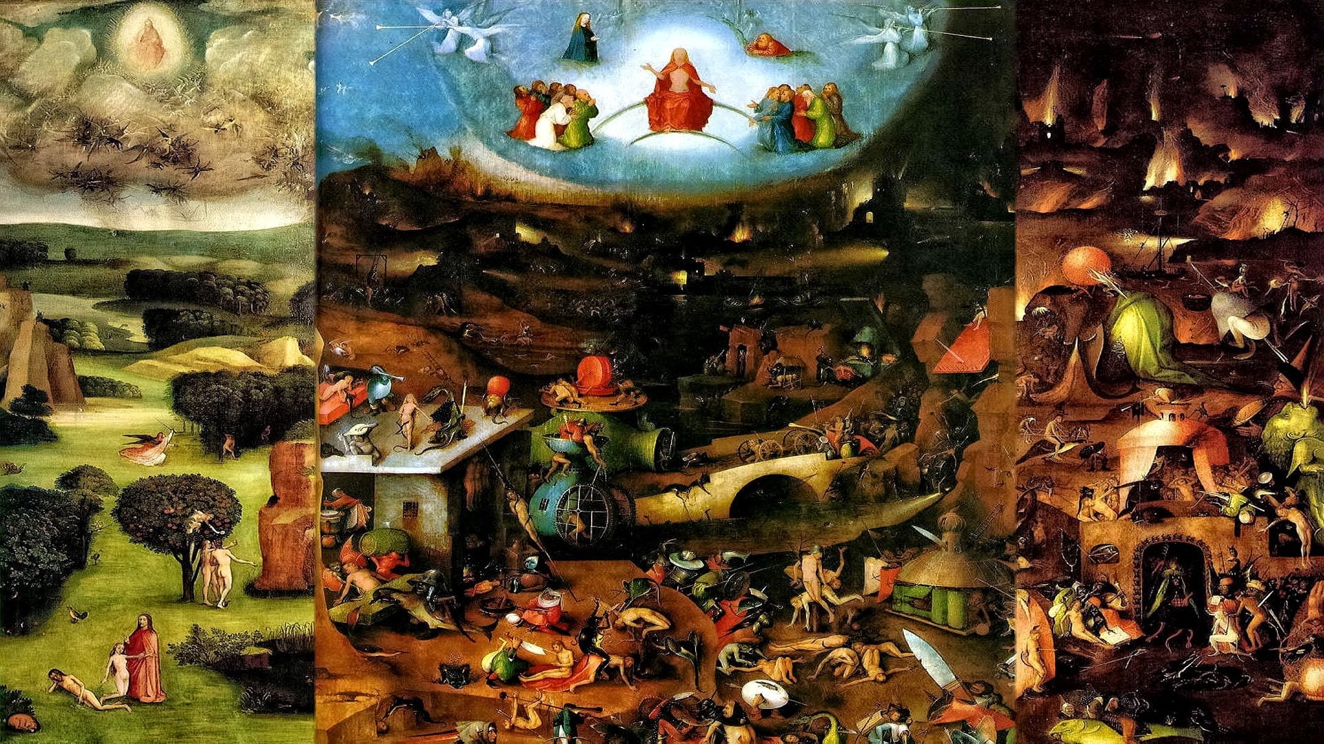painting, 1080P, jheronimus bosch, art, the last judgement, HD Wallpaper