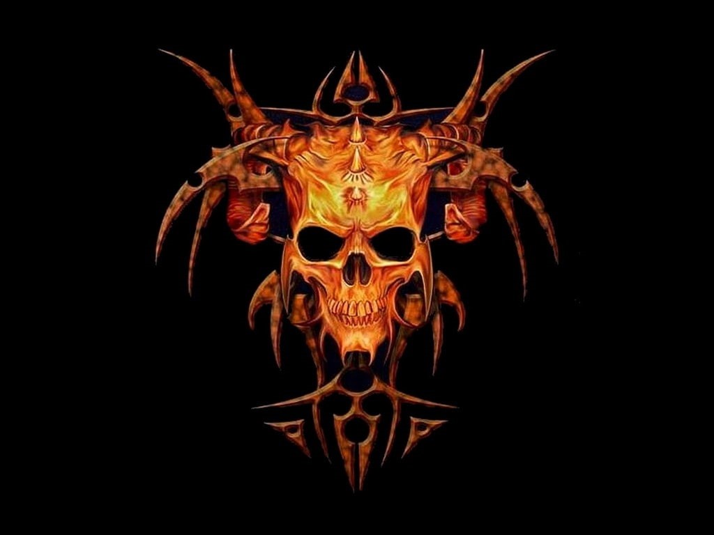 fire, hd, totem, illustration, abstract, skull, 480P, HD Wallpaper
