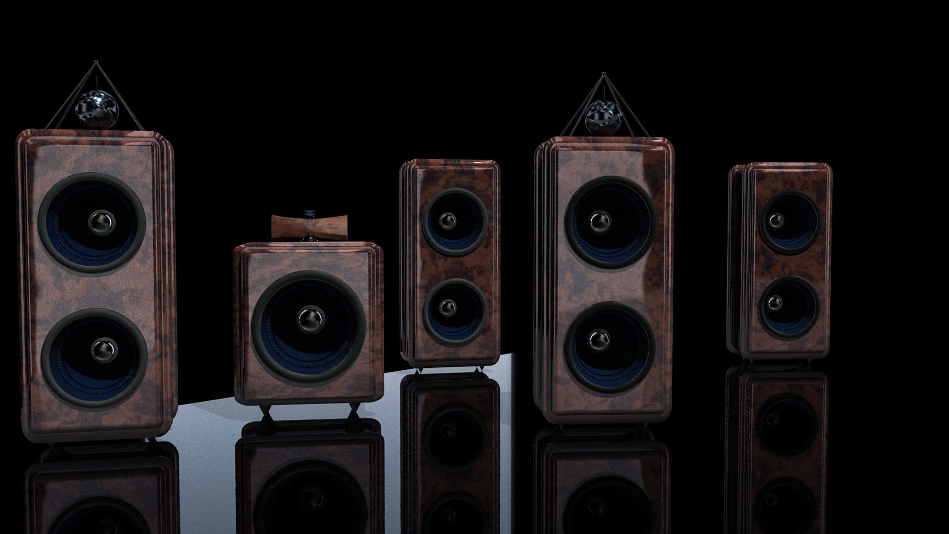 indoors, still life, five, camera - photographic equipment, hifi, audio, choice, technology, 3d, no people, shape, sound, wireless, large group of objects, HD Wallpaper