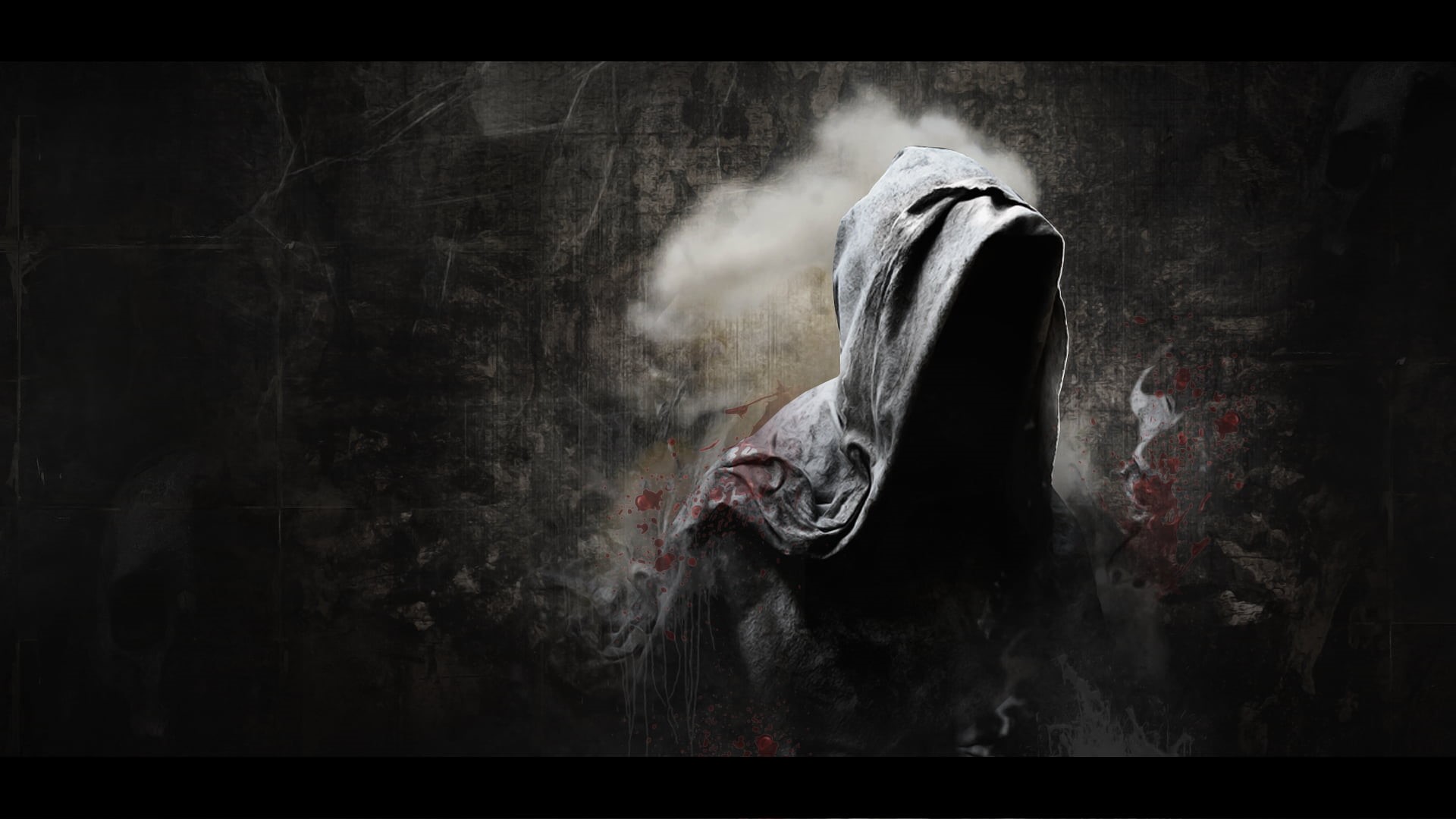 auto post production filter, sadness, horror, hoods, 1080P, dark, depression - sadness, black background, assassin, emotion, bizarre, studio shot, HD Wallpaper