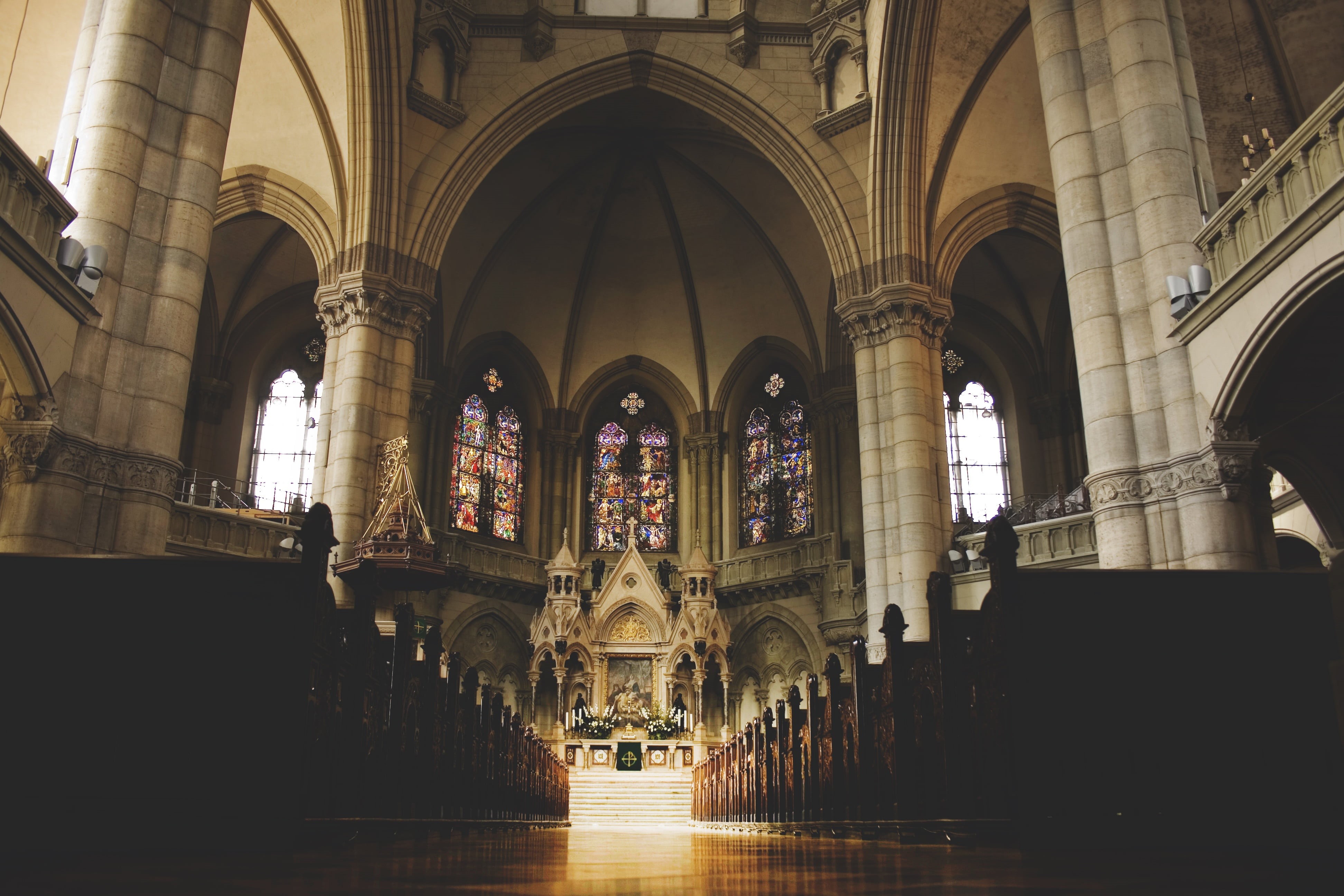 ornament, architecture, gothic, arch, interior, inside, places of interest, catholic, historically, building, cross, blanket, built structure, ceiling, HD Wallpaper