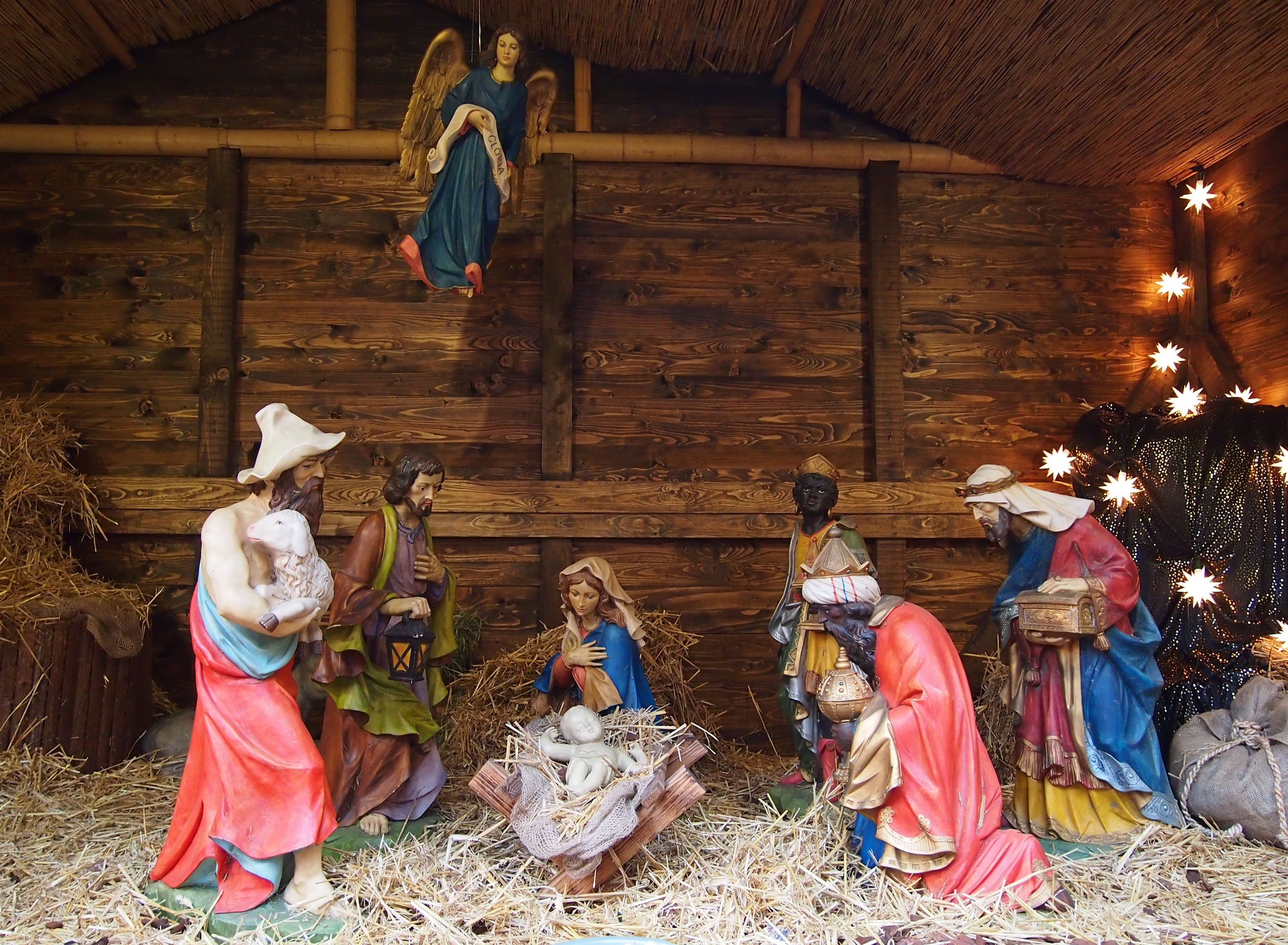 straw, josef, indoors, donkey, child, christmas time, bible, faith, set, christmas story, ochs, adult, females, christian, maria, joseph, girls, christmas crib figures, HD Wallpaper
