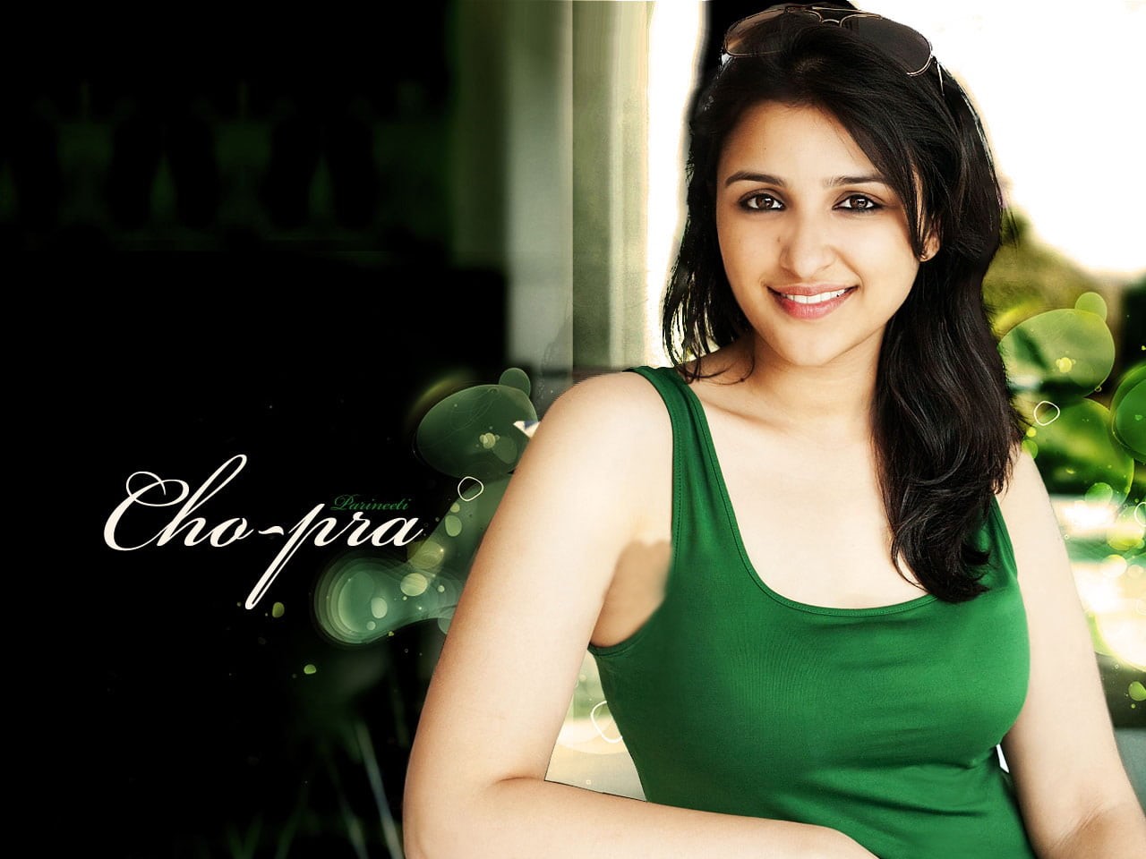 green color, beauty, lifestyles, happiness, adult, chopra, top, smiling, young women, actress, green, teenager, tank, one person, beautiful woman, looking at camera, HD Wallpaper