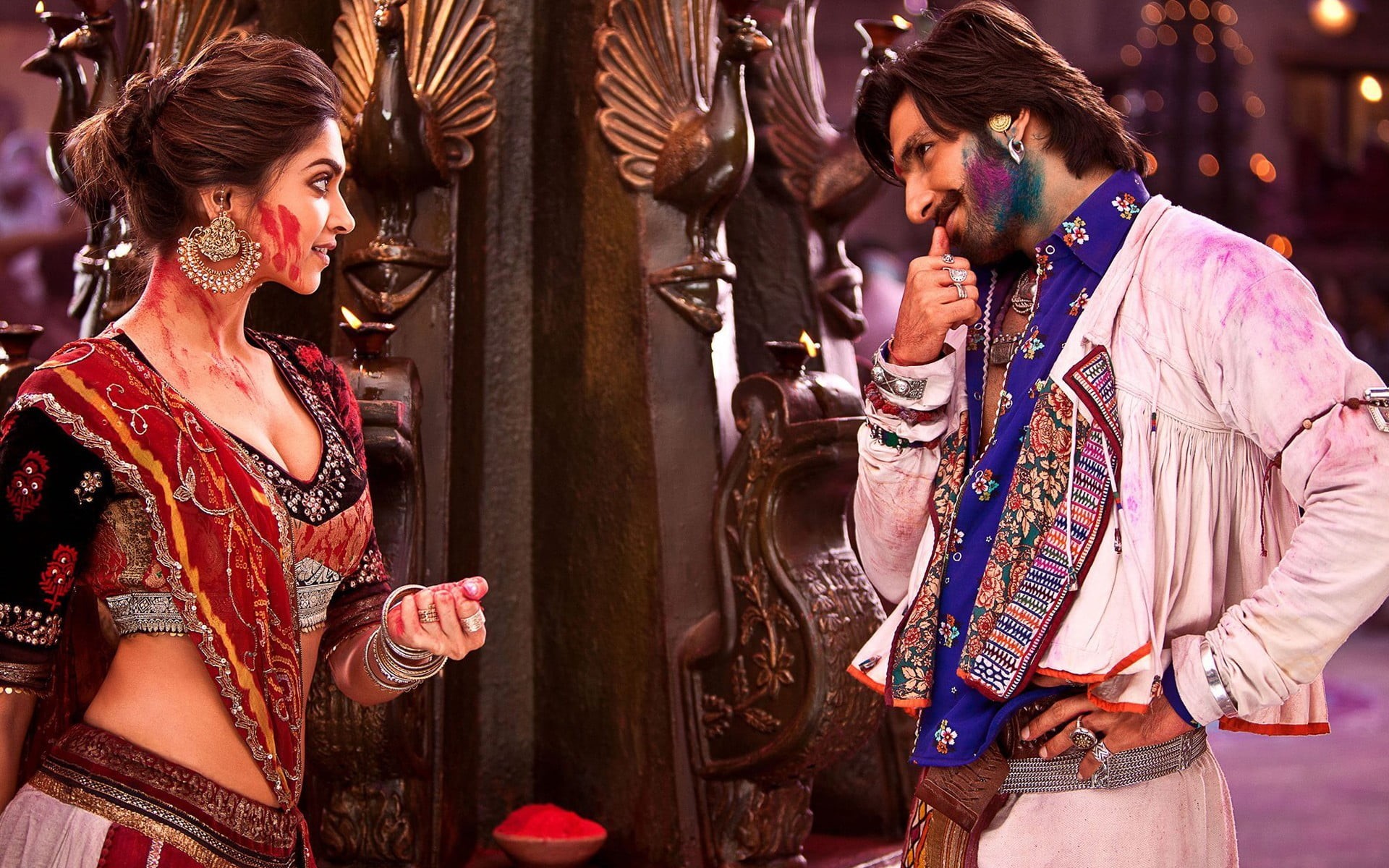 Ramlila, indoors, Deepika Padukone, two people, young women, movies, togetherness, women, lifestyles, men, adult, Ranveer Singh, 1080P, young adult, Bollywood, HD Wallpaper
