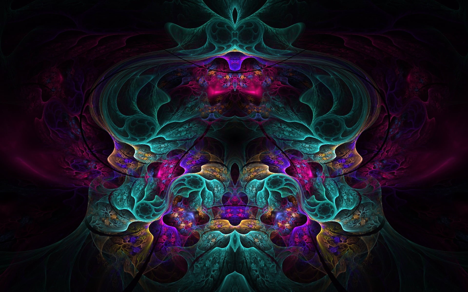 threaded, space, curve, computer Graphic, psychedelic, healthcare and medicine, 1080P, black background, spirituality, no people, swirl, purple, HD Wallpaper