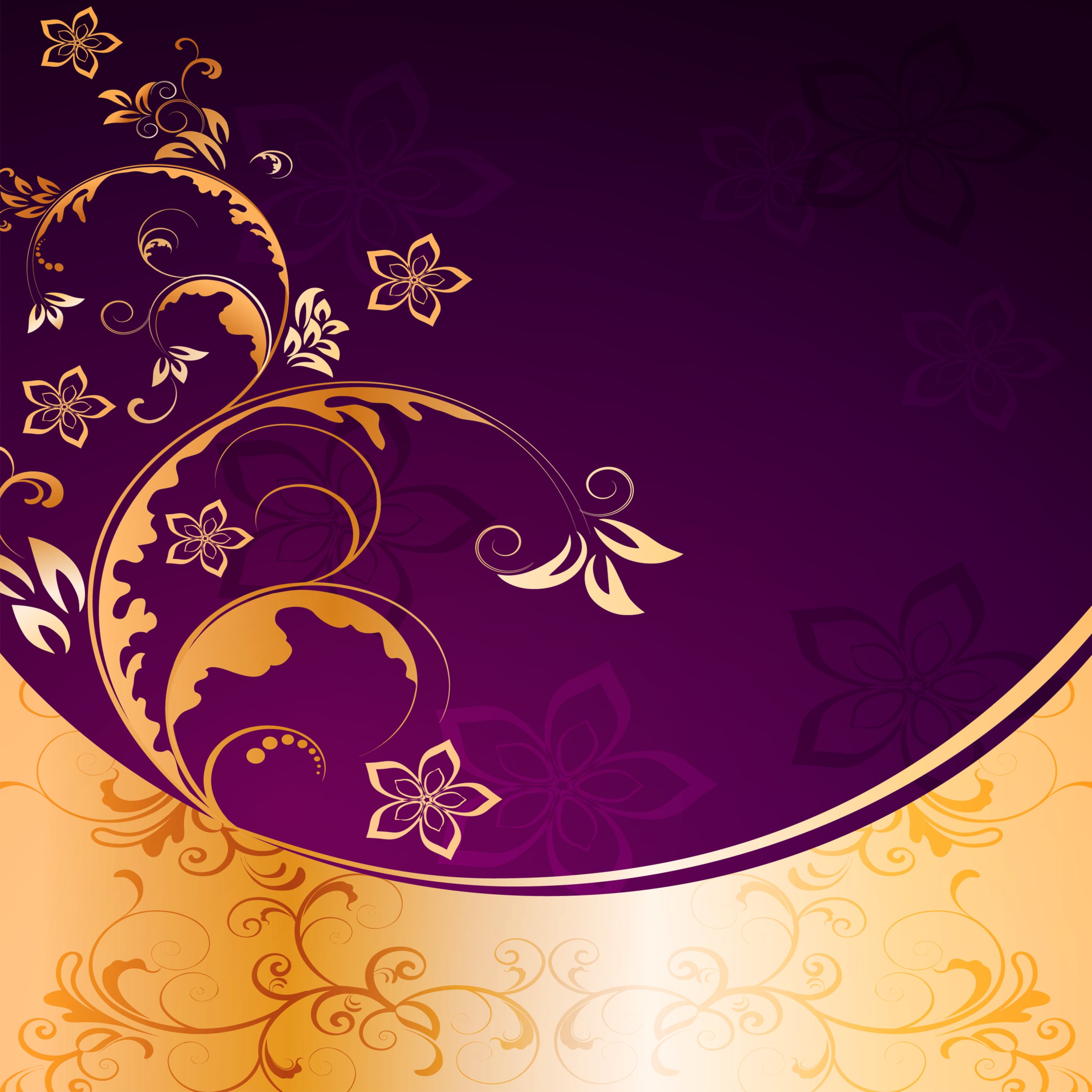flower, curve, design Element, shiny, vector Florals, arts culture and entertainment, illustrations And Vector Art, computer Graphic, golden, copy space, Phone HD Wallpaper