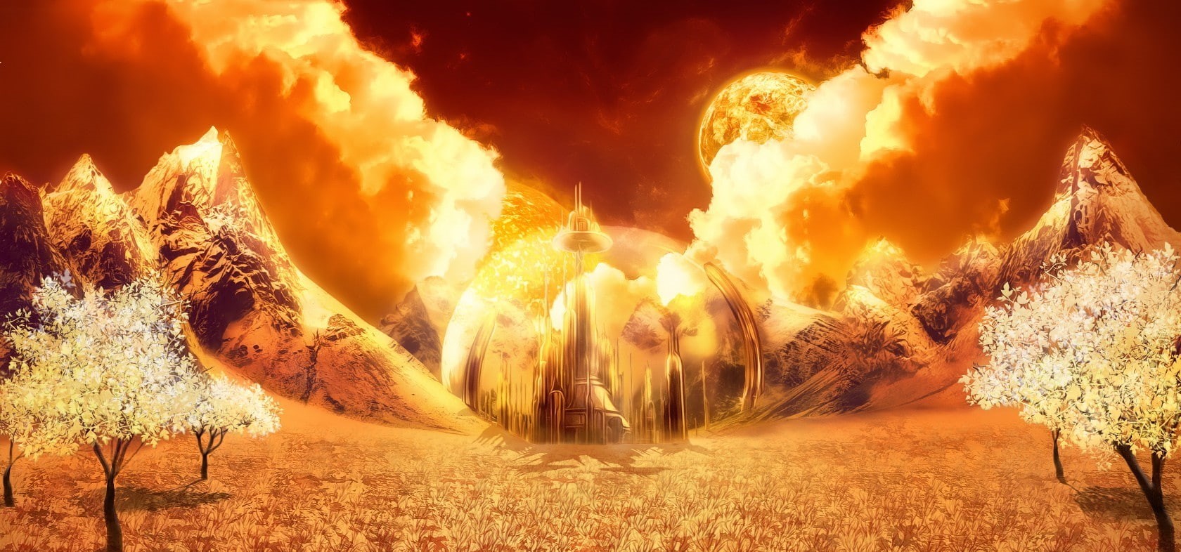 fire - natural phenomenon, plant, burning, building exterior, tree, 720P, glowing, panoramic, orange color, fire, Doctor Who, illuminated, flame, land, HD Wallpaper