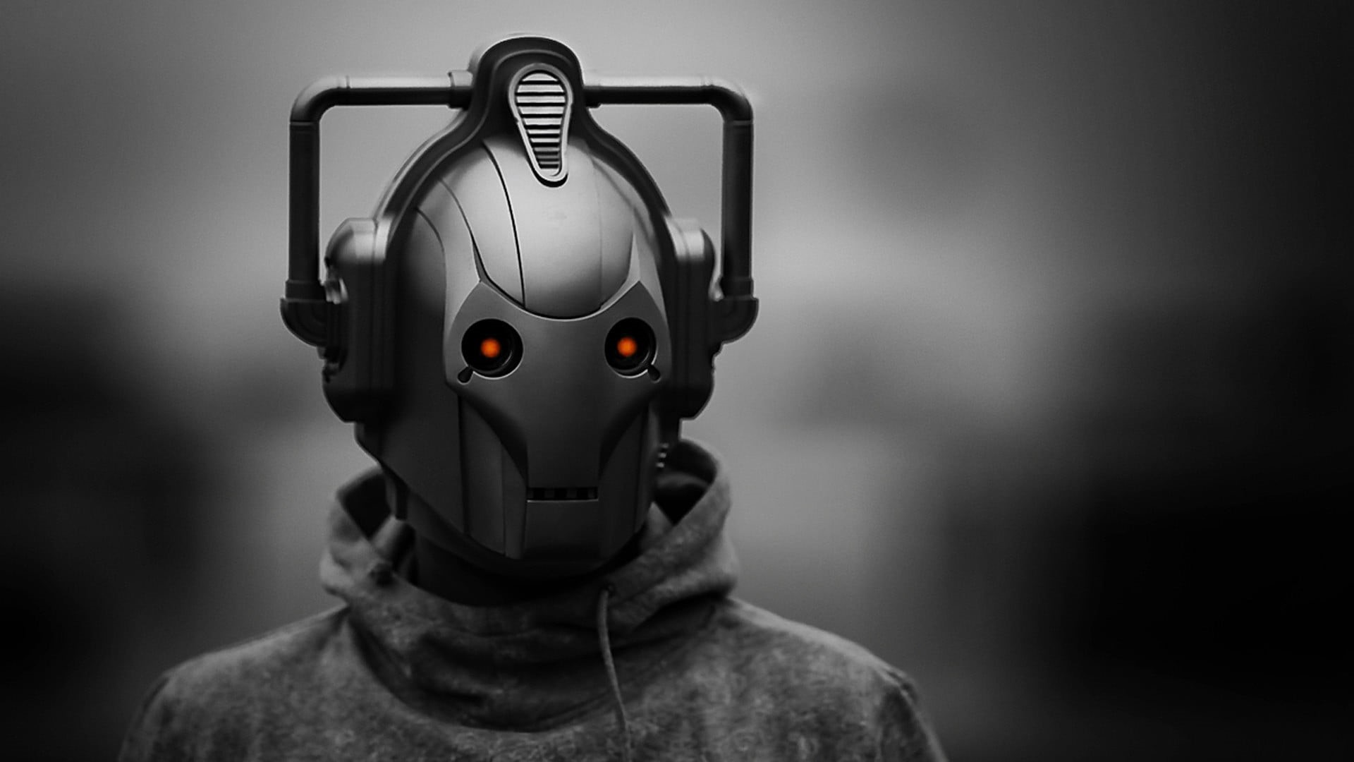 communication, focus on foreground, indoors, portrait, fun, Doctor Who, futuristic, toy, destiny, 1080P, dark, front view, security, robot, mystery, technology, HD Wallpaper