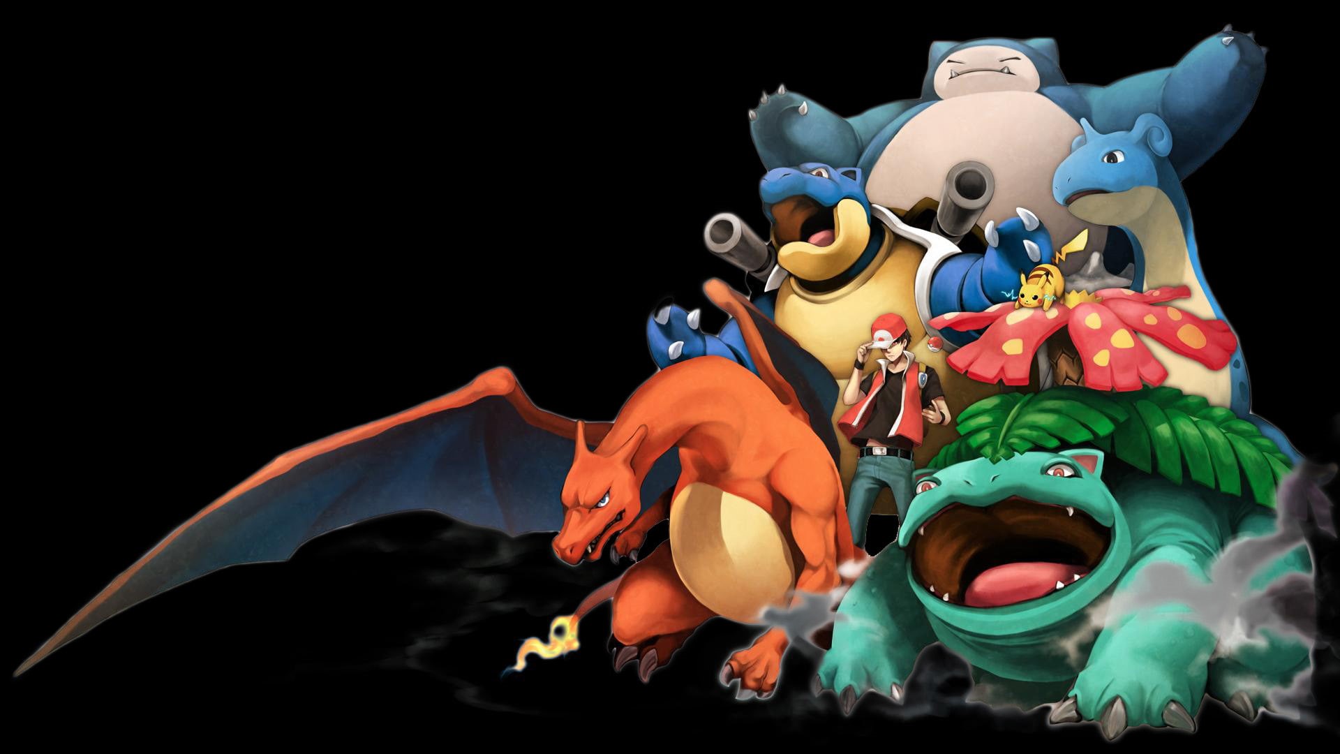 blastoise, pokemon, snorlax, venusaur, hd, pikachu, 1080P, charizard, cartoon/comic, lapras, HD Wallpaper