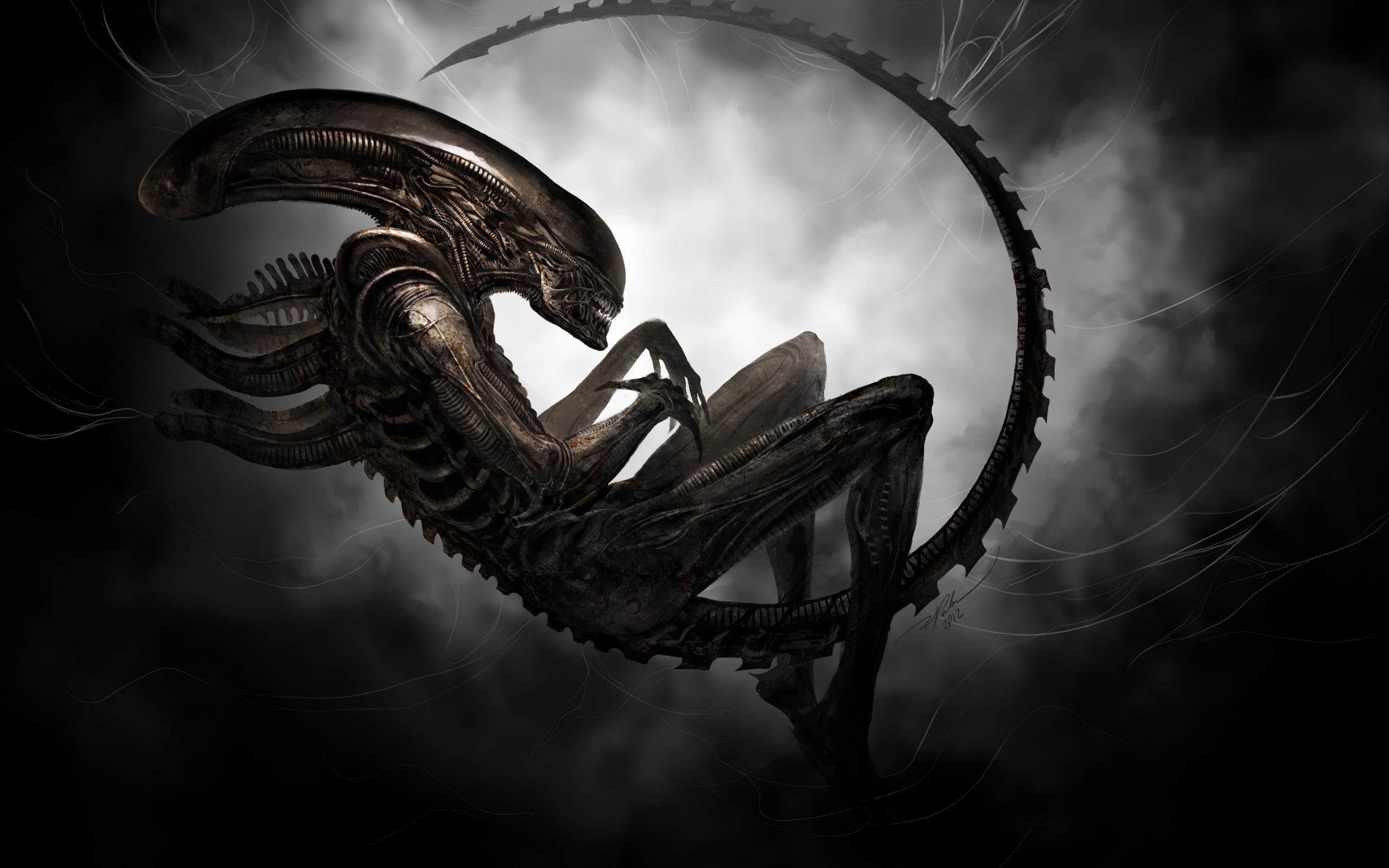 pattern, Xenomorph, design, illustration, plant, day, art and craft, sky, cloud - sky, tendril, old, swirl, alien, aliens, digital art, shape, creativity, HD Wallpaper