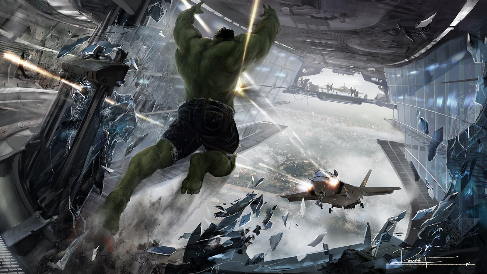 high angle view, glass - material, occupation, screengrab, reflection, day, real people, 720P, The Avengers, adult, indoors, full length, building, Hulk, HD Wallpaper