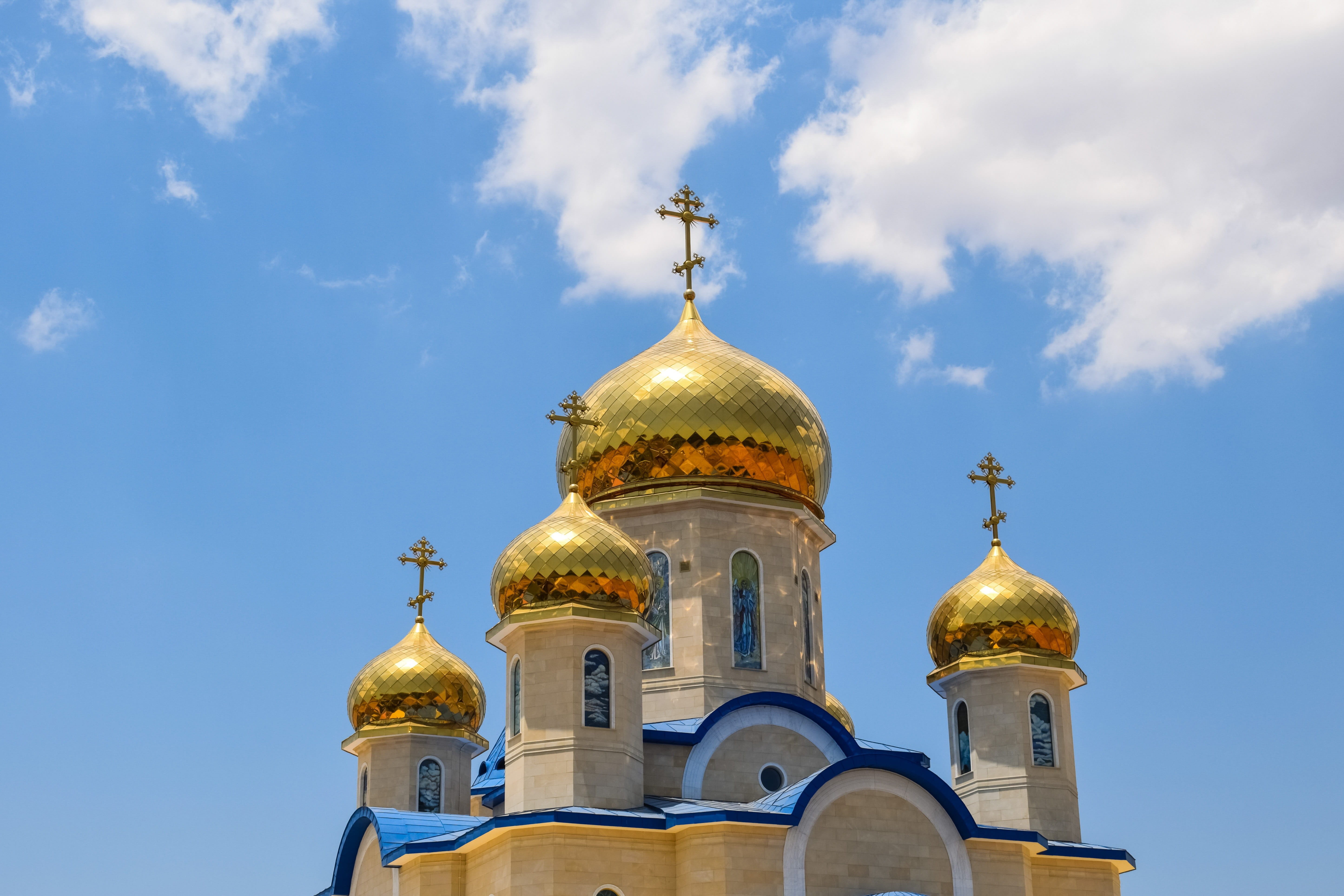 christianity, low angle view, place of worship, gold colored, spirituality, orthodox, building, travel destinations, Bishop, Russian Church, outdoors, sky, HD Wallpaper