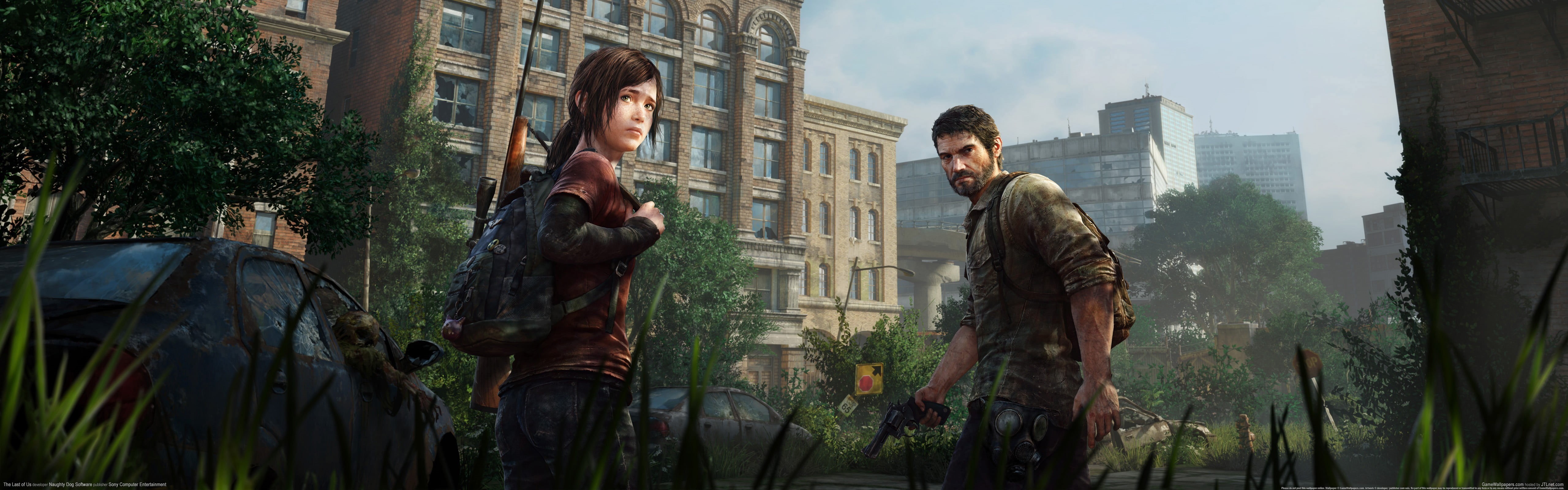 two people, building exterior, males, men, city life, screenshot, built structure, 5K, video games, people, apocalyptic, adult, application, togetherness, HD Wallpaper