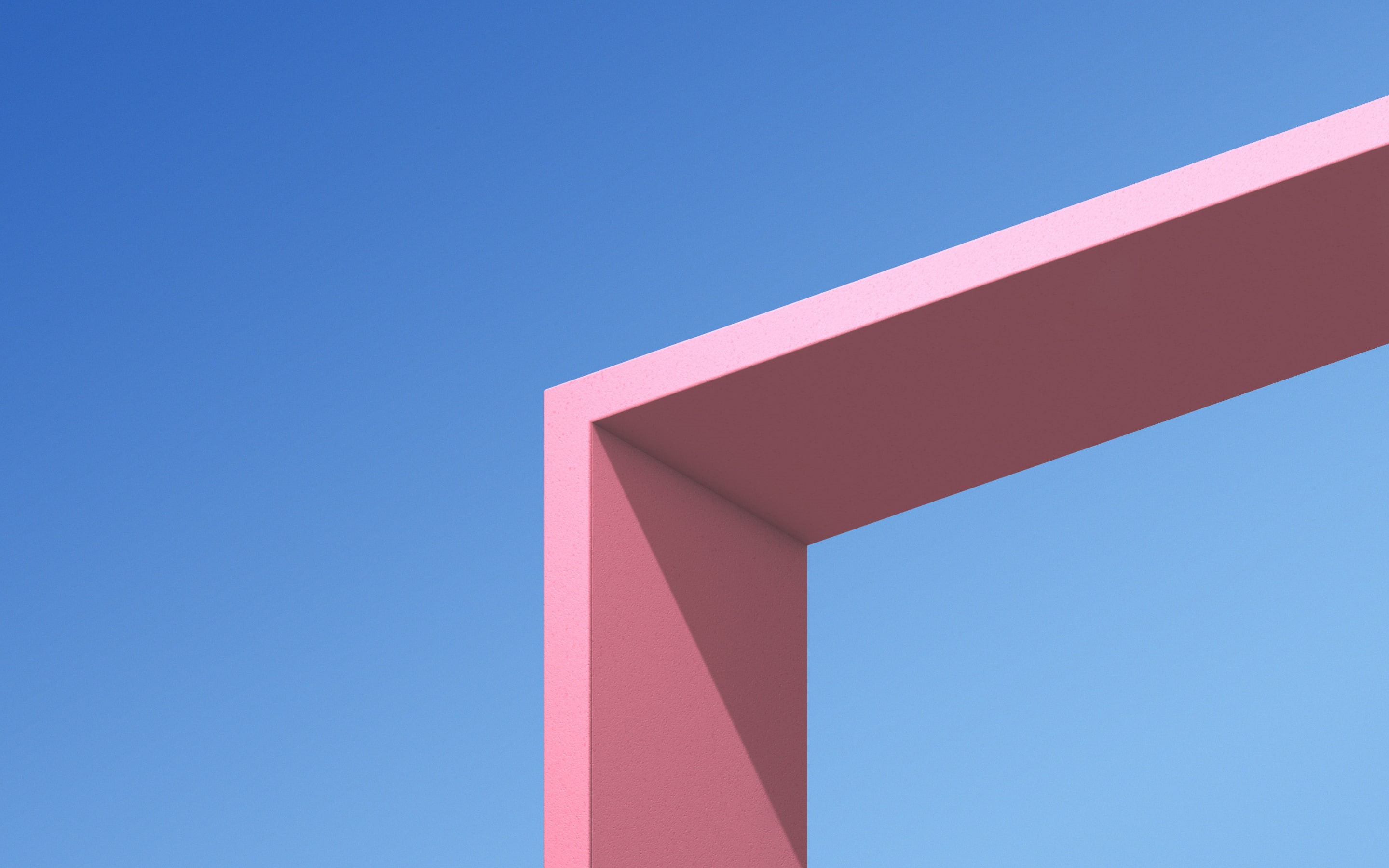 red, angle, concrete, development, moving up, sky, built structure, blue, HTC U11+, minimalism, architectural column, design, no people, clear sky, colored background, HD Wallpaper