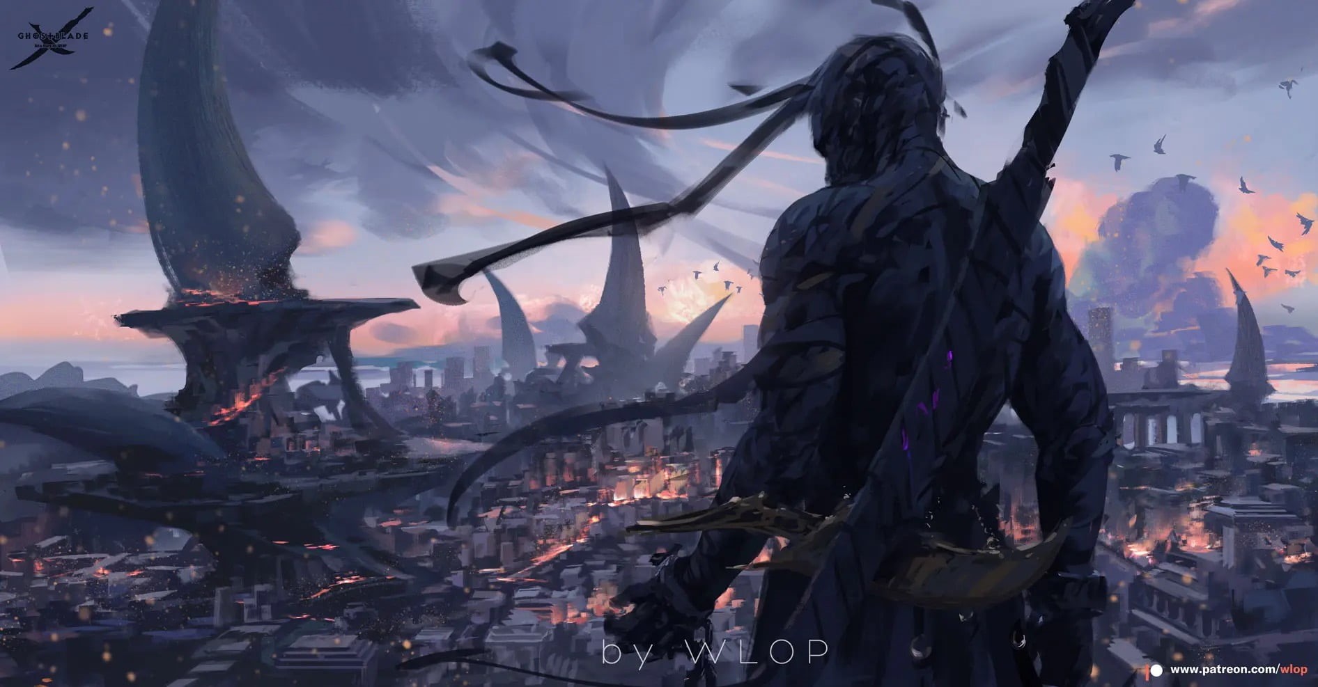 artwork, WLOP, 720P, Ghost + Blade, HD Wallpaper