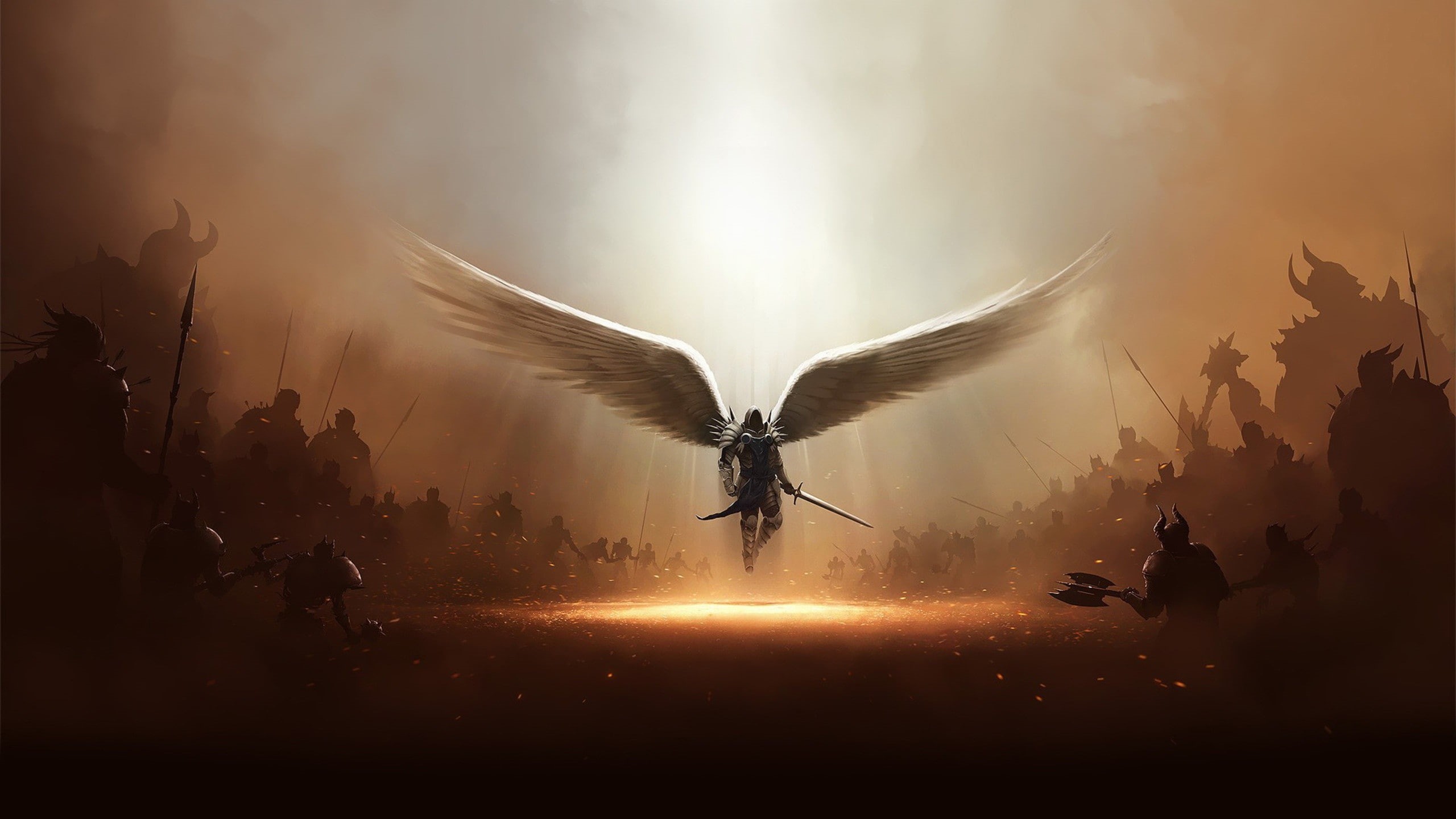 tyrael, games, wing, 2K, archangel, fantasy, art, HD Wallpaper