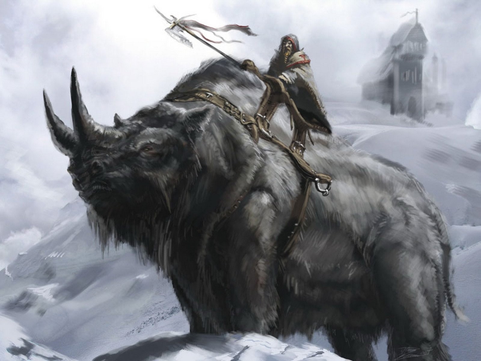 nature, pets, 720P, vertebrate, riding, herbivorous, beauty in nature, mortal online, ice, outdoors, domestic animals, activity, one animal, domestic, HD Wallpaper