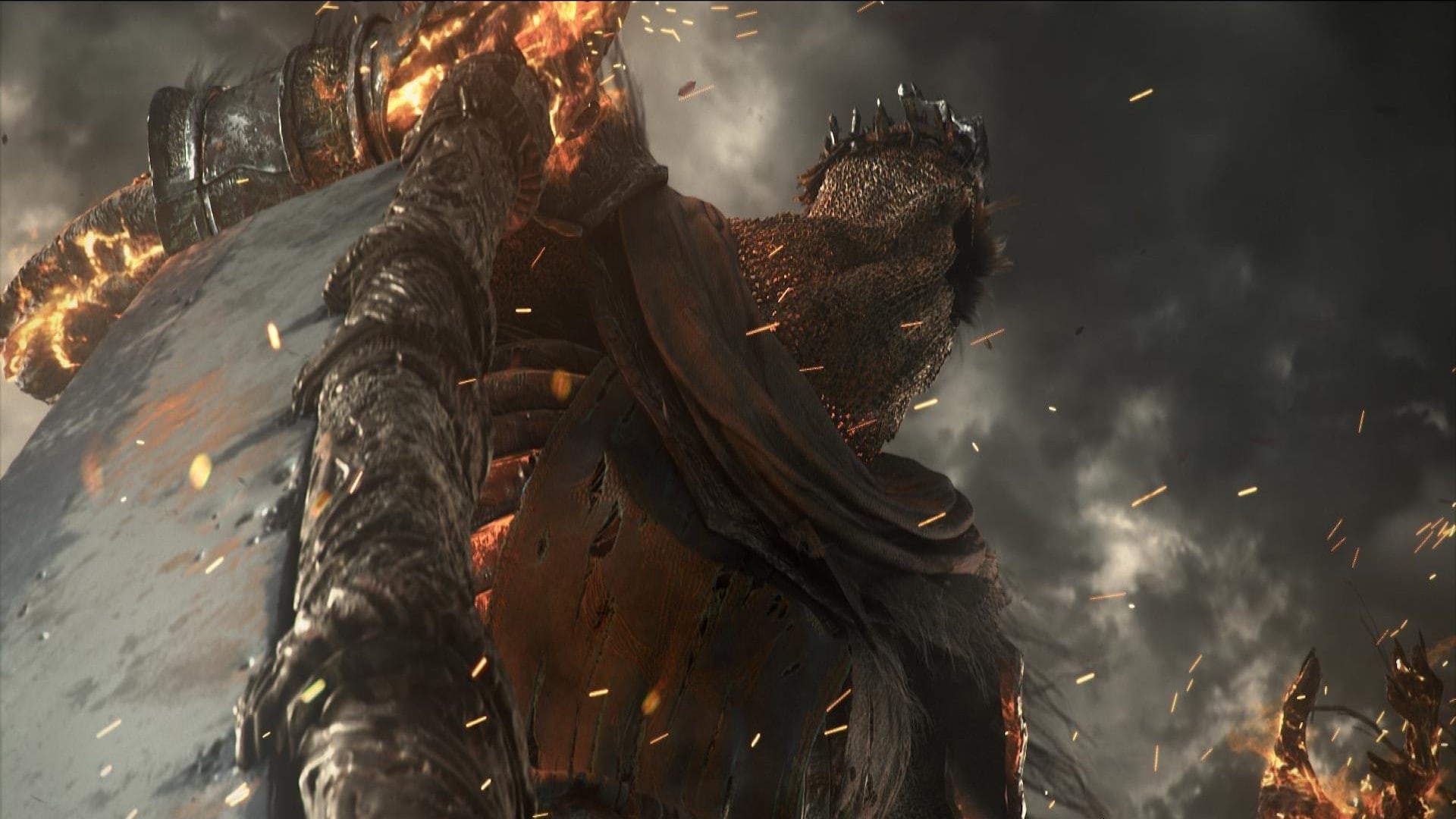 1080P, dark souls iii dark souls gothic midevil dark video games knights fire fighting sword landscape castle, HD Wallpaper