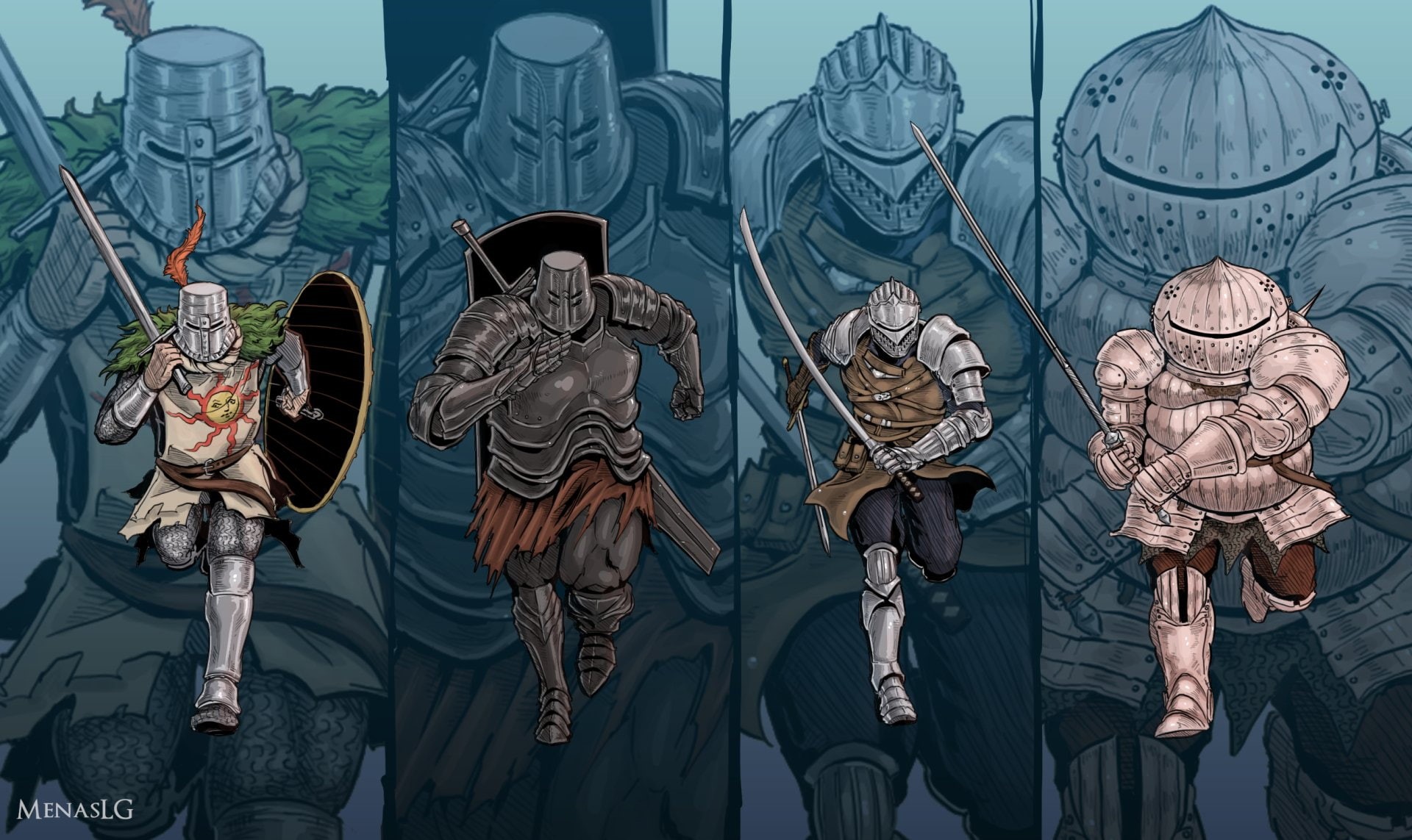 bone, statue, 1080P, human skeleton, sculpture, Dark Souls, Seigmeyer of Catarina, built structure, Black Iron Tarkus, human representation, no people, HD Wallpaper
