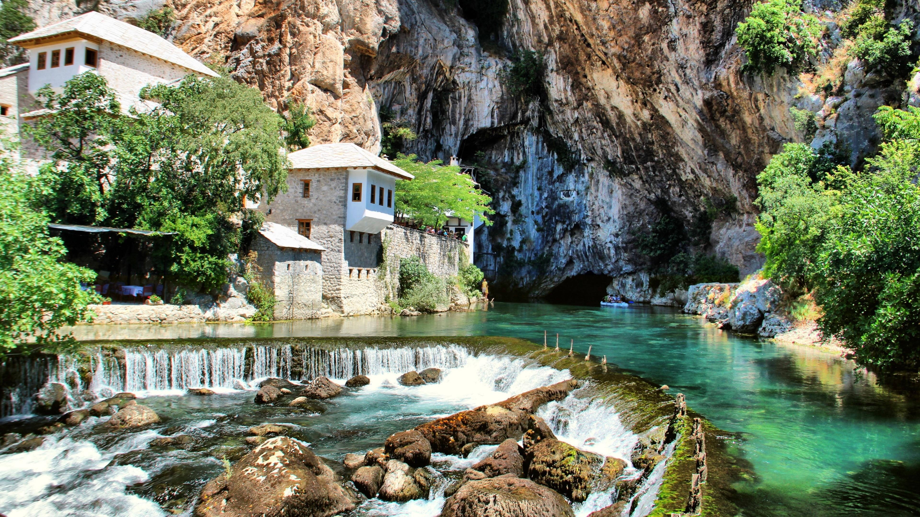 tekke, blagaj tekke, mystical, bojana, monastery, bosnia and herzegovina, tekija monastery, 4K, europe, mystic, mostar, buna, blagaj, dervish house, HD Wallpaper