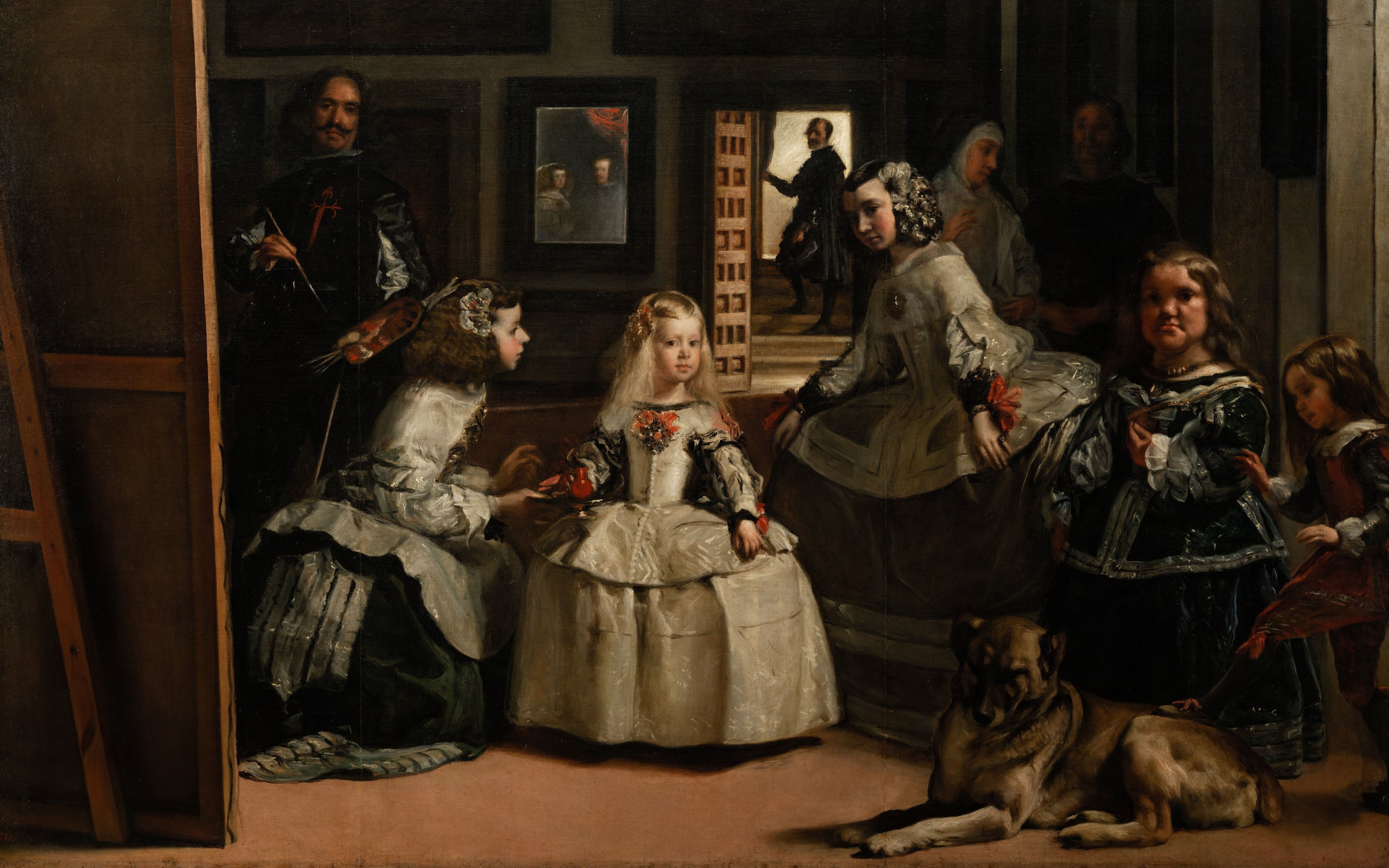 The Prado museum, Diego Rodriguez de Silva y Velazquez, Madrid, 8K, oil on canvas, Spanish painter, Ladies-in-waiting, Diego Velazquez, The family of Philip IV, HD Wallpaper