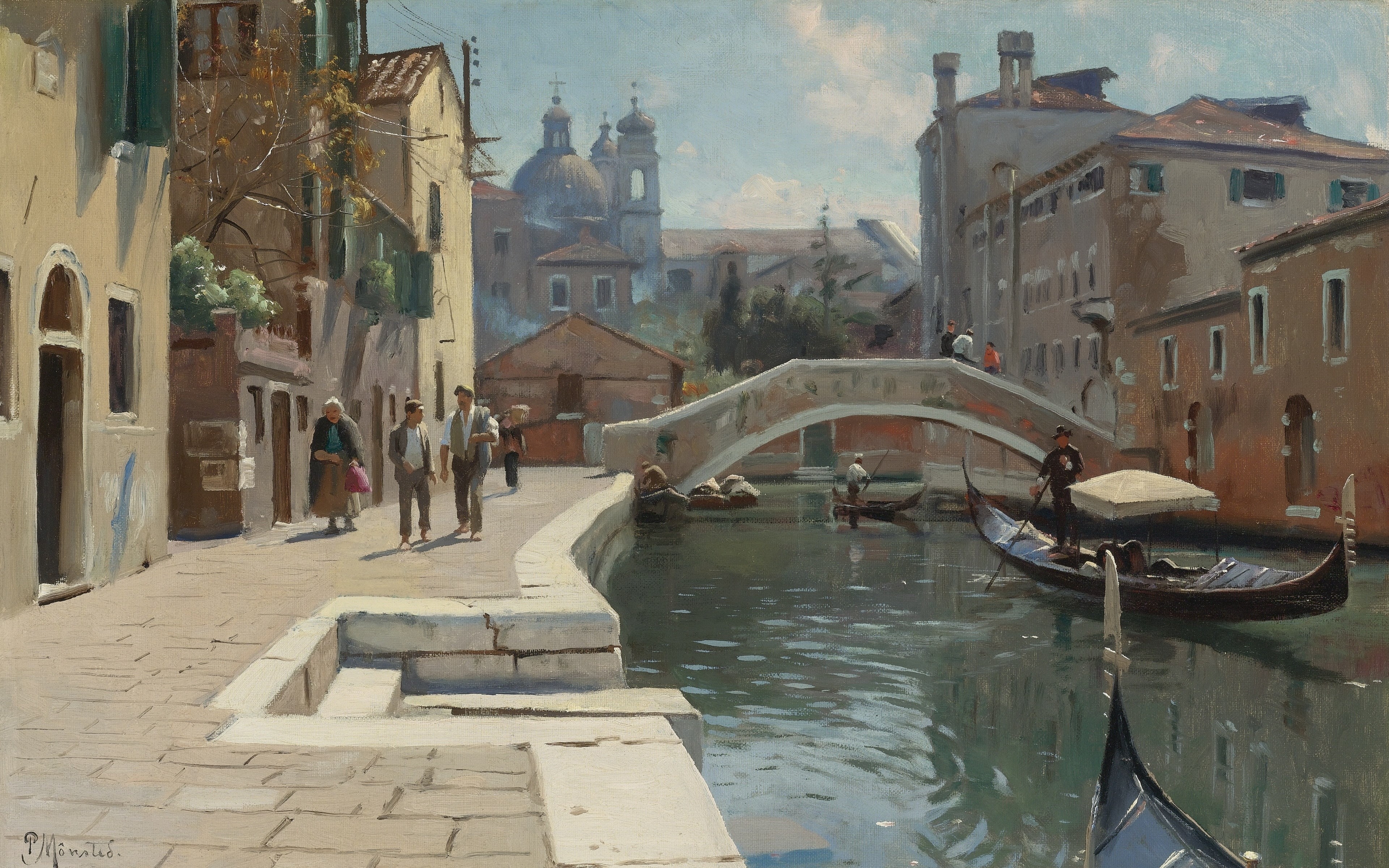 Danish painter, 4K, Canal in Venice, Peder Mørk Mønsted, Peter Merk Of Menstad, 1928, Danish realist painter, HD Wallpaper