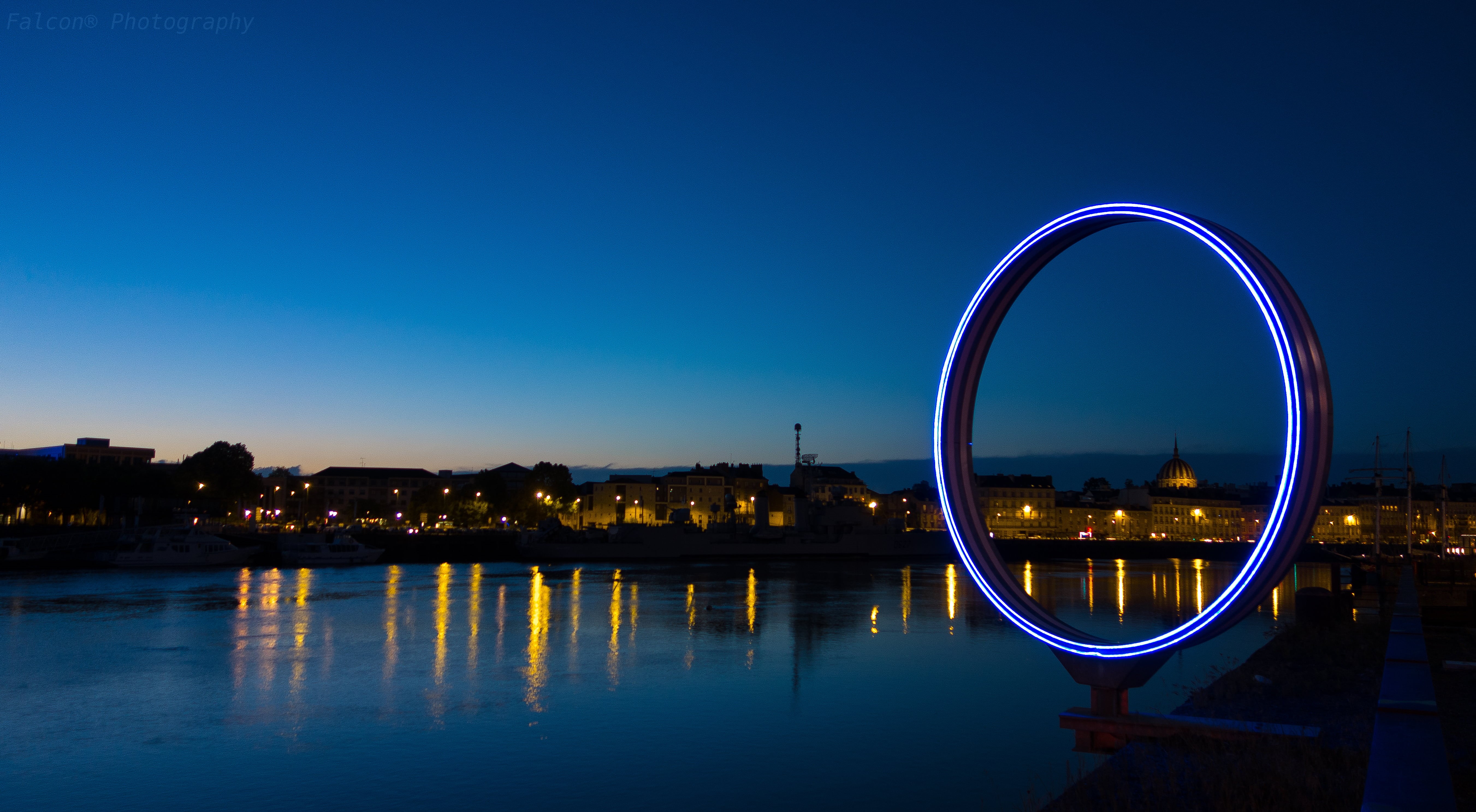 landscape, Nantes Métropole, night, building, river, ocean, Quai, architecture, sunset, Antilles, FRANCE, Daniel Buren, île de Nantes, uit, 5K, dusk, Carl Zeiss, HD Wallpaper