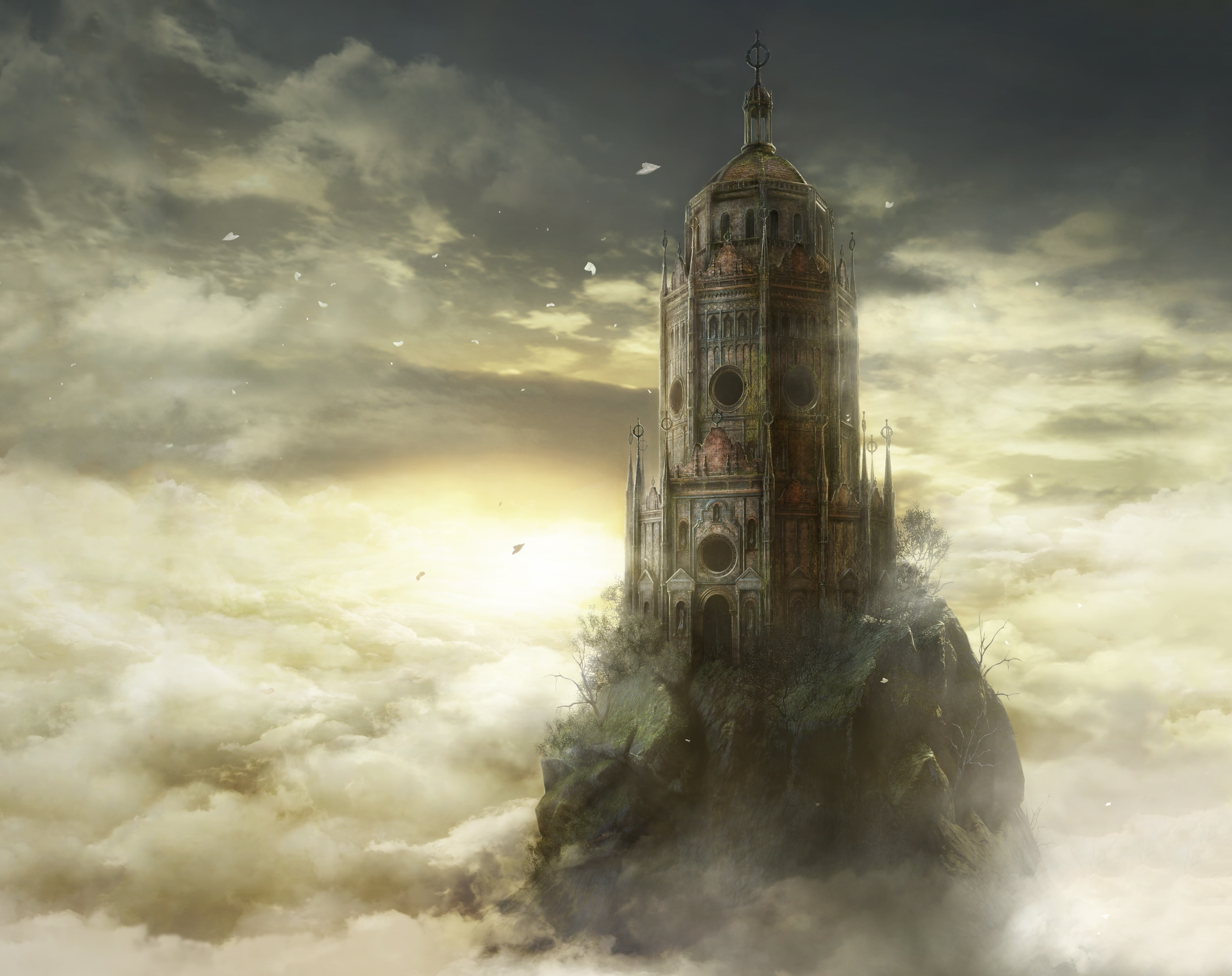 videogame, concrete, DarkSouls3, religion, history, sky, souls, cloud - sky, travel destinations, digital composite, no people, nature, dark, HD Wallpaper