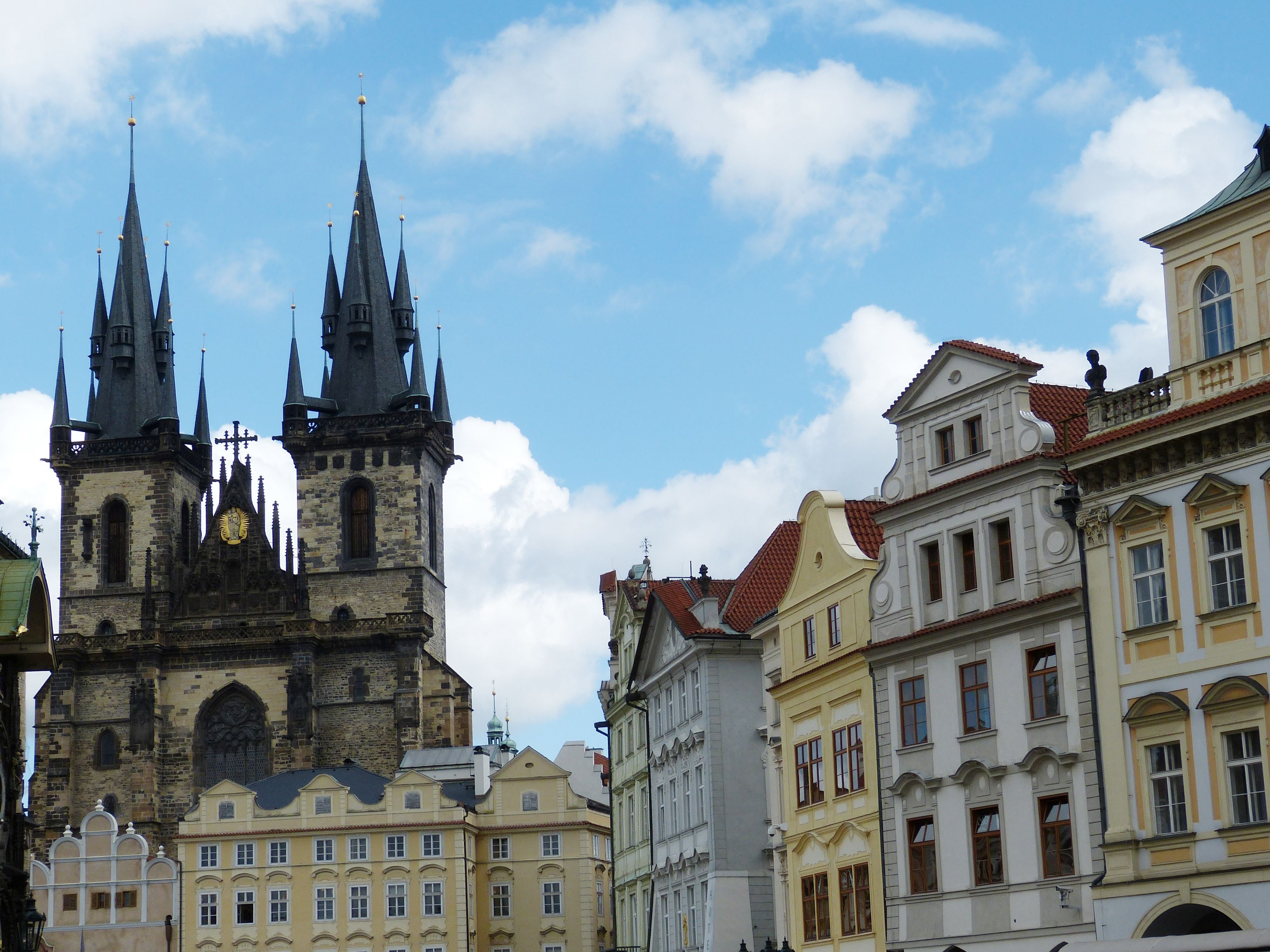 spirituality, nature, window, tower, religion, prague, space, spire, low angle view, czech republic, row house, place of worship, capital, architecture, HD Wallpaper
