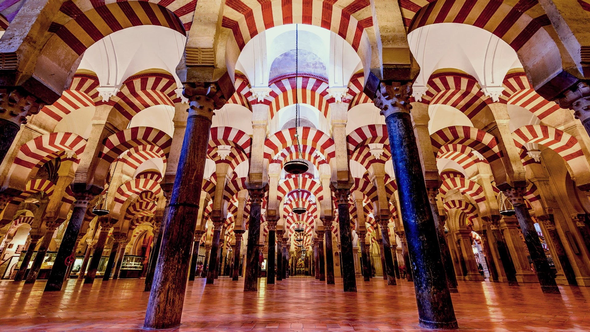 1080P, low angle view, mosque of cordoba, architecture, ornate, travel, no people, cathedral, spain, belief, built structure, architectural column, design, HD Wallpaper