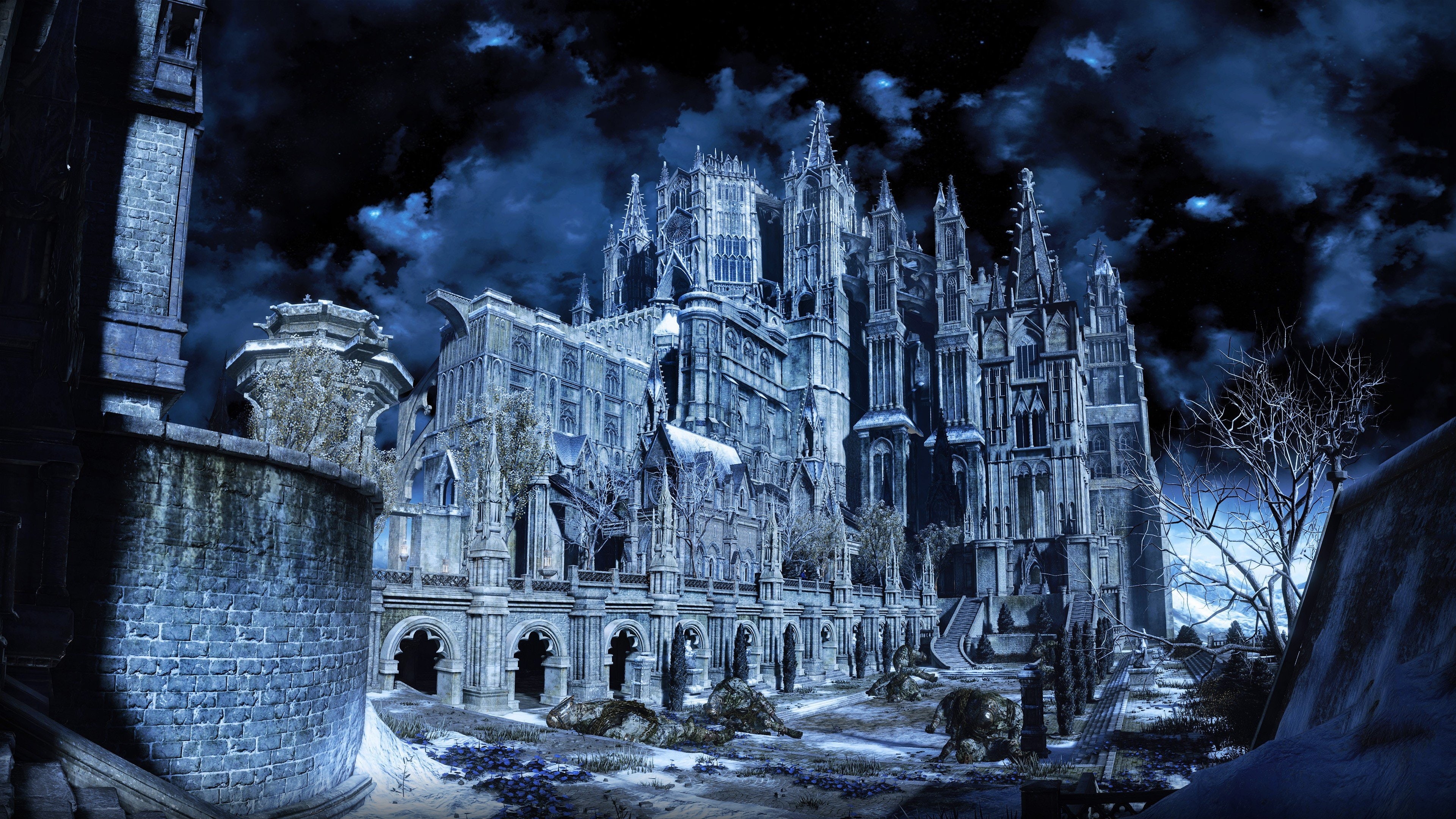 Dark Souls, 4K, video games, Dark Souls III, Irithyll, night, HD Wallpaper