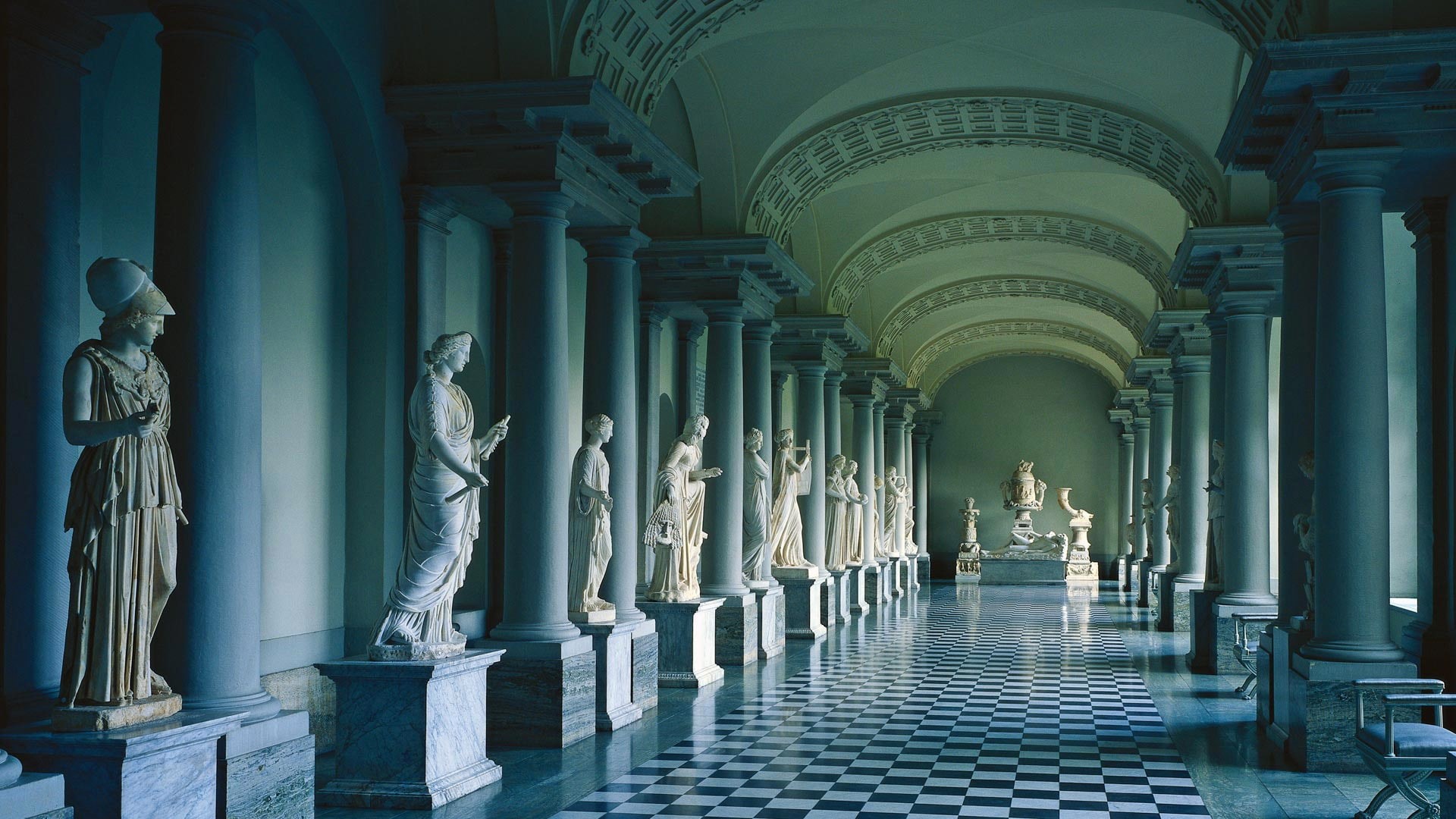Sweden, arcade, arch, the Museum of antiquities of Gustav III, ceiling, Stockholm, history, the past, the way forward, no people, diminishing perspective, HD Wallpaper