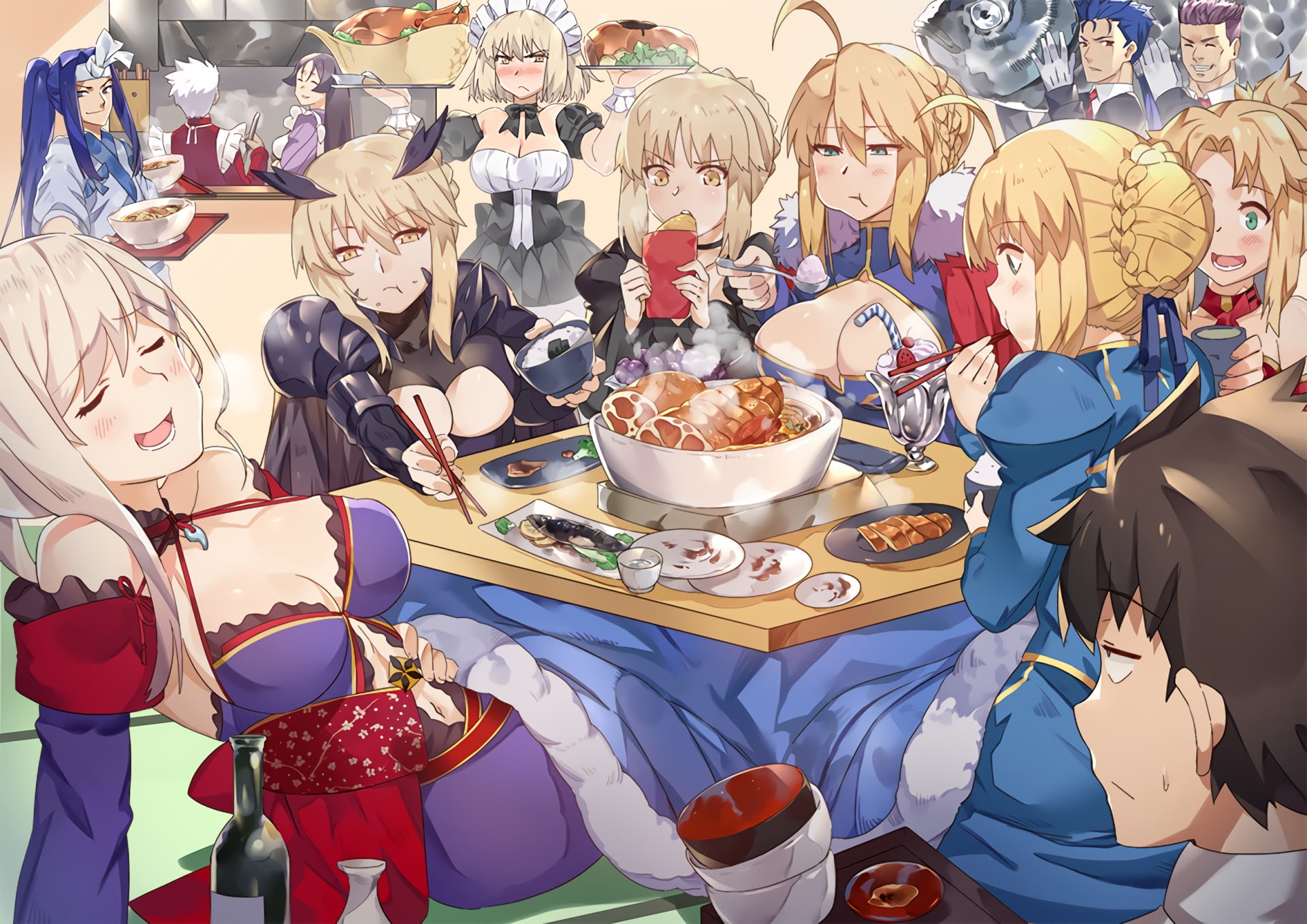 Miyamoto Musashi, Fate Series, Cu Chulainn, Jeanne dArc Alter, Saber (Fate Series), Jeanne dArc (Fate Series), Saber Alter, Fate/Grand Order, Fujimaru Ritsuka (Male), HD Wallpaper