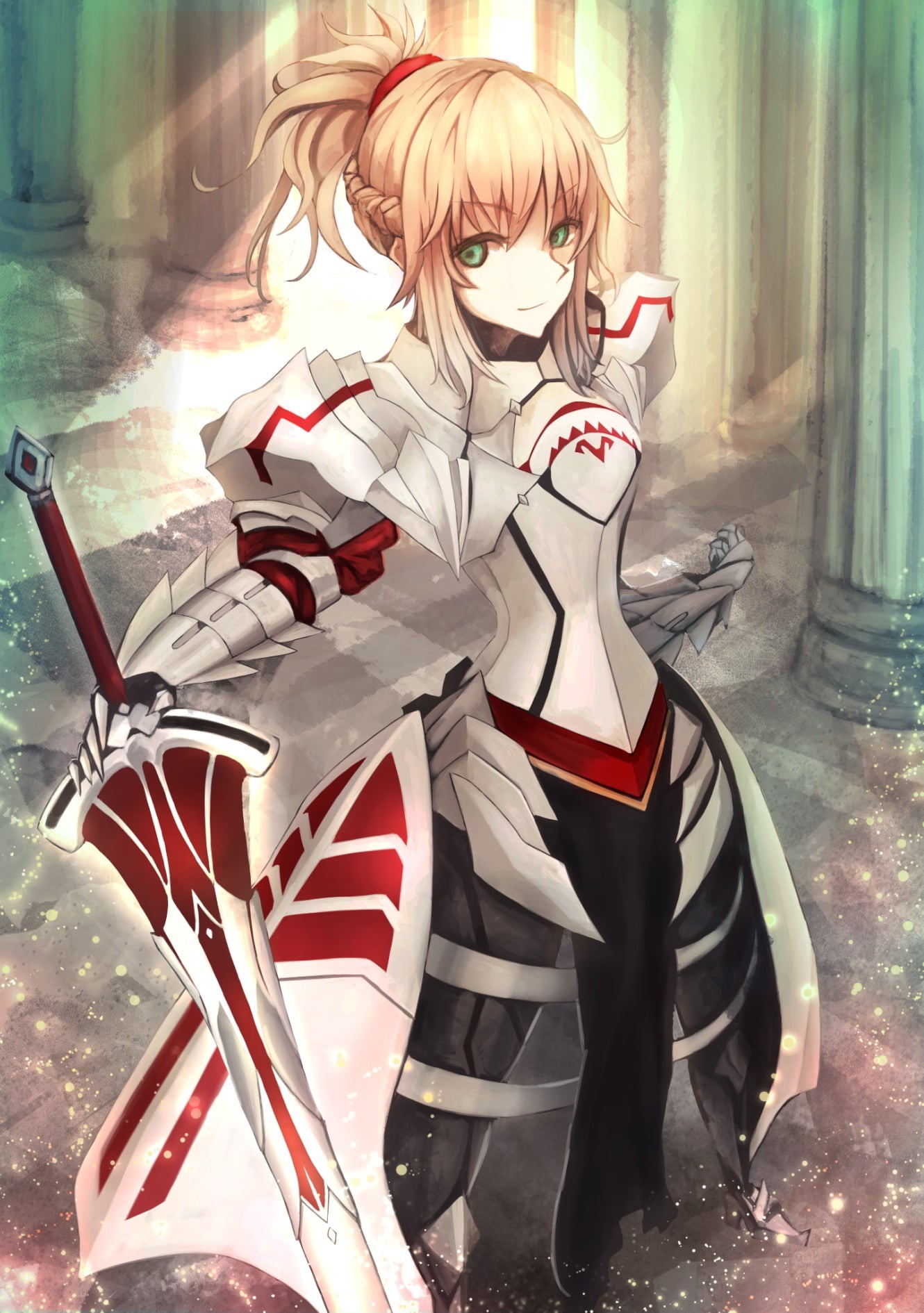 childhood, front view, fate, Fate/Grand Order, saber, boys, disguise, short hair, waist up, mask, women, day, Saber of Red, men, armor, 720P, one person, Phone HD Wallpaper