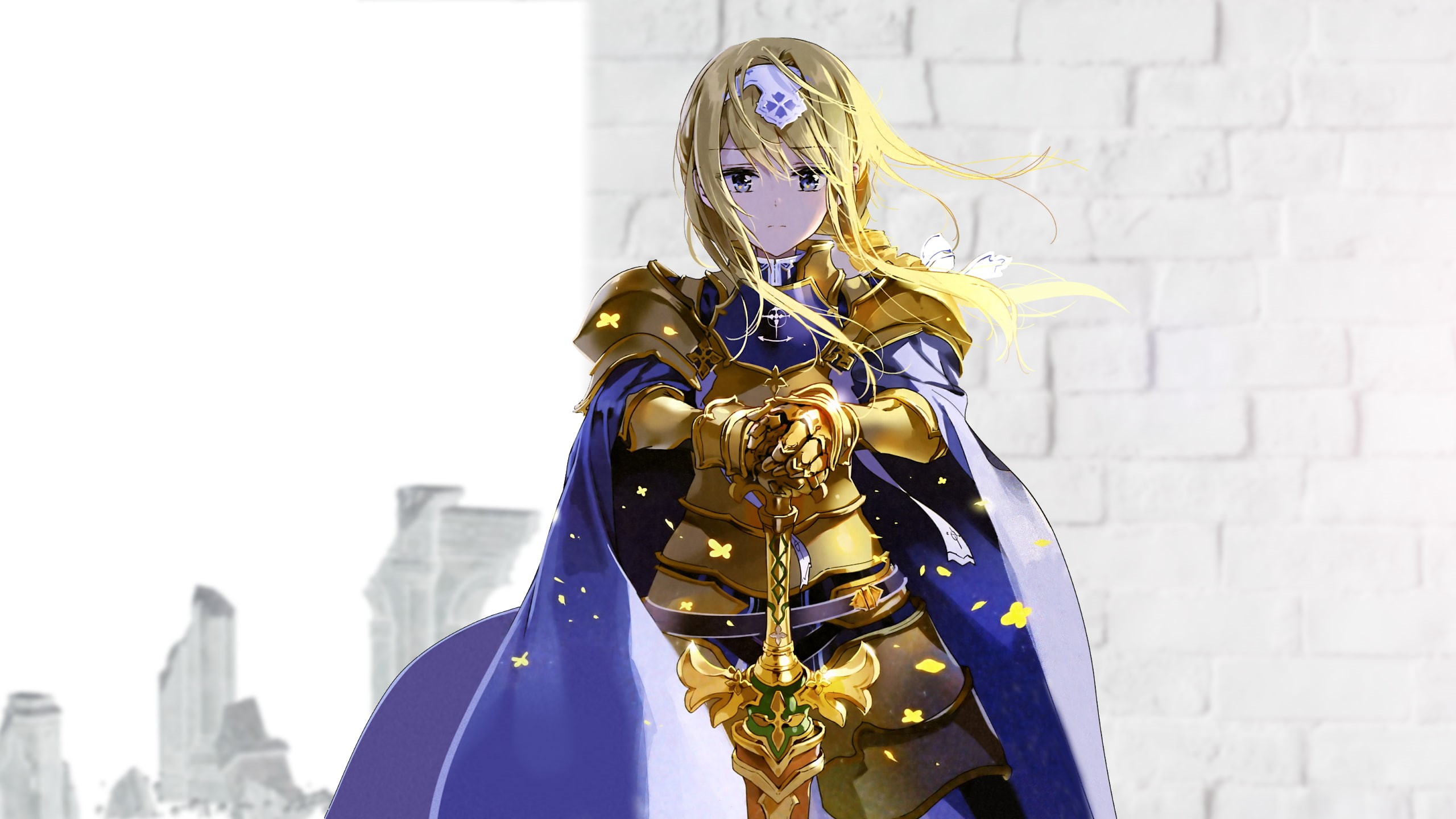 Cloak, Sword, Sword Art Online: Alicization, Blonde, 2K, Alice Zuberg, Armor, Long Hair, Sword Art Online, HD Wallpaper