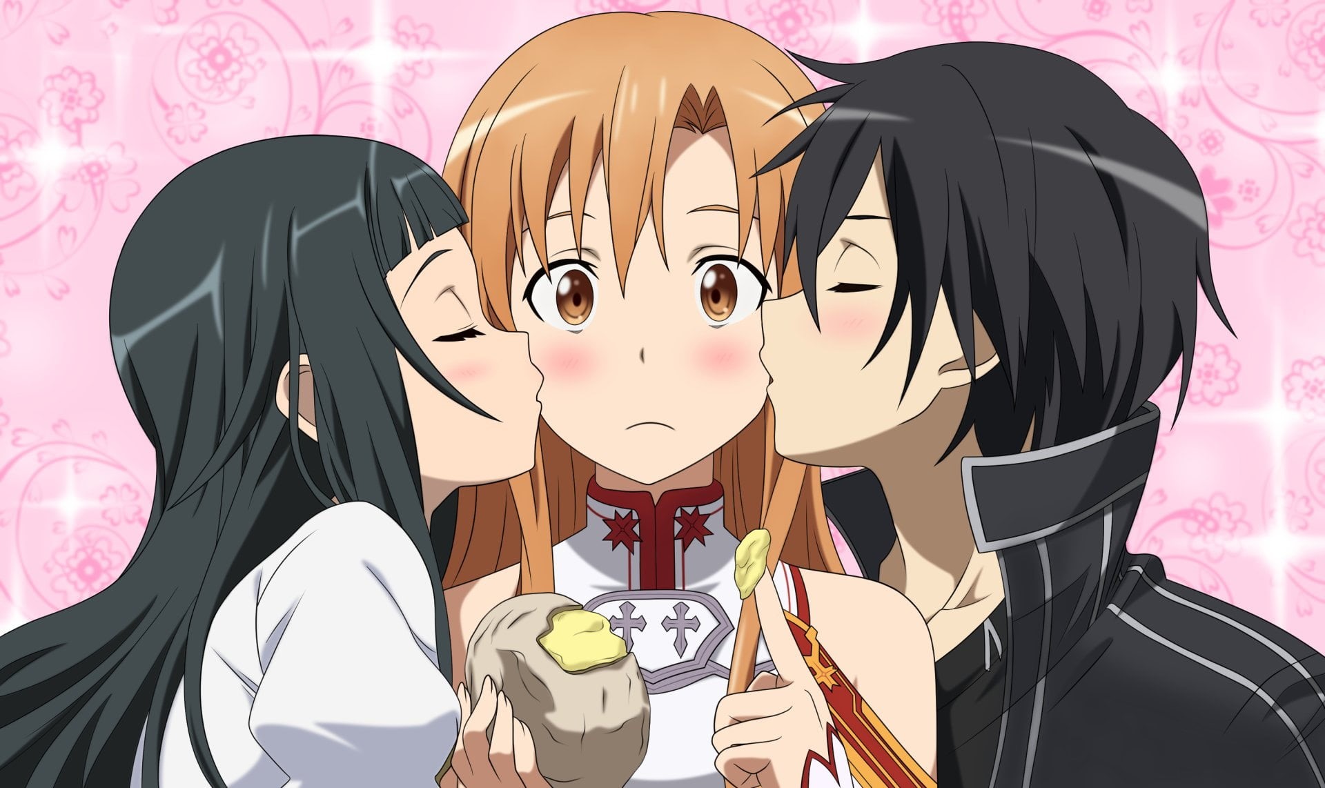 art and craft, human representation, happiness, art, disguise, 1080P, Sword Art Online, male likeness, online, indoors, talking, mother, females, sword, HD Wallpaper