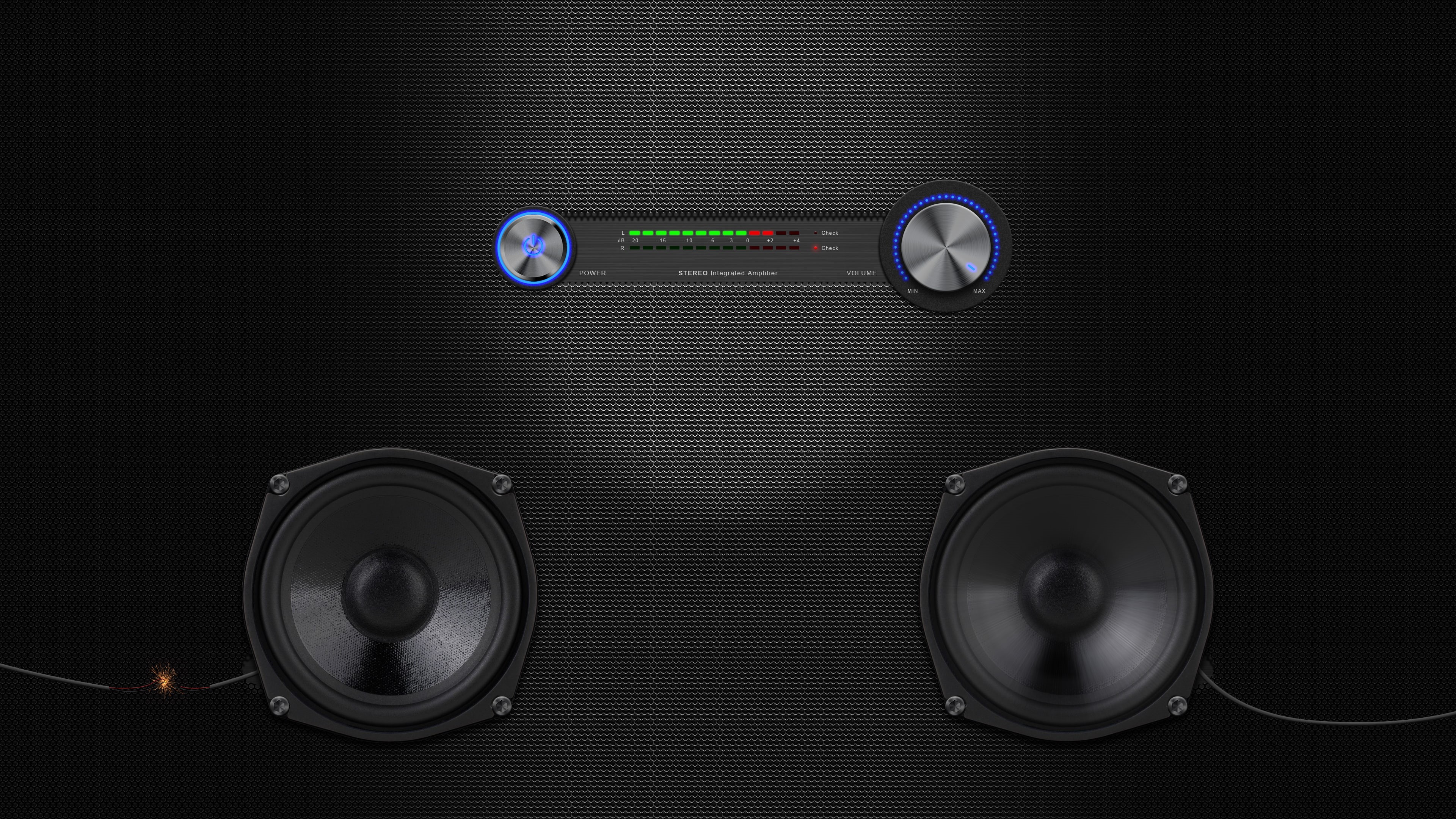 4K, spark, amplifiers, speaker, audio, HD Wallpaper