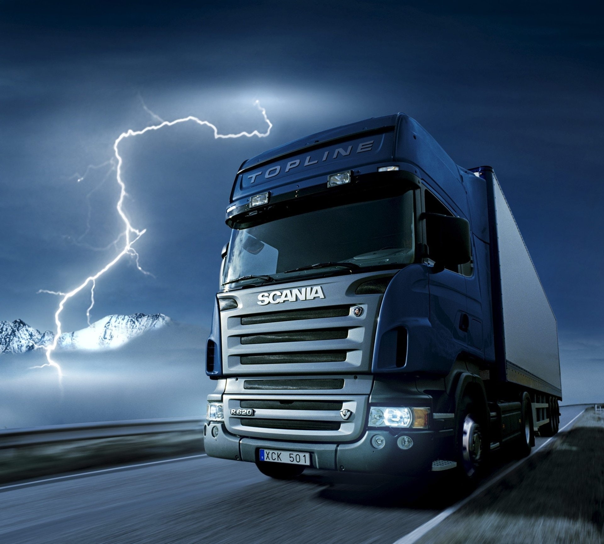 Truck, storm cloud, communication, sky, outdoors, environment, sign, electricity, cloud - sky, no people, 1080P, thunderstorm, beauty in nature, night, HD Wallpaper