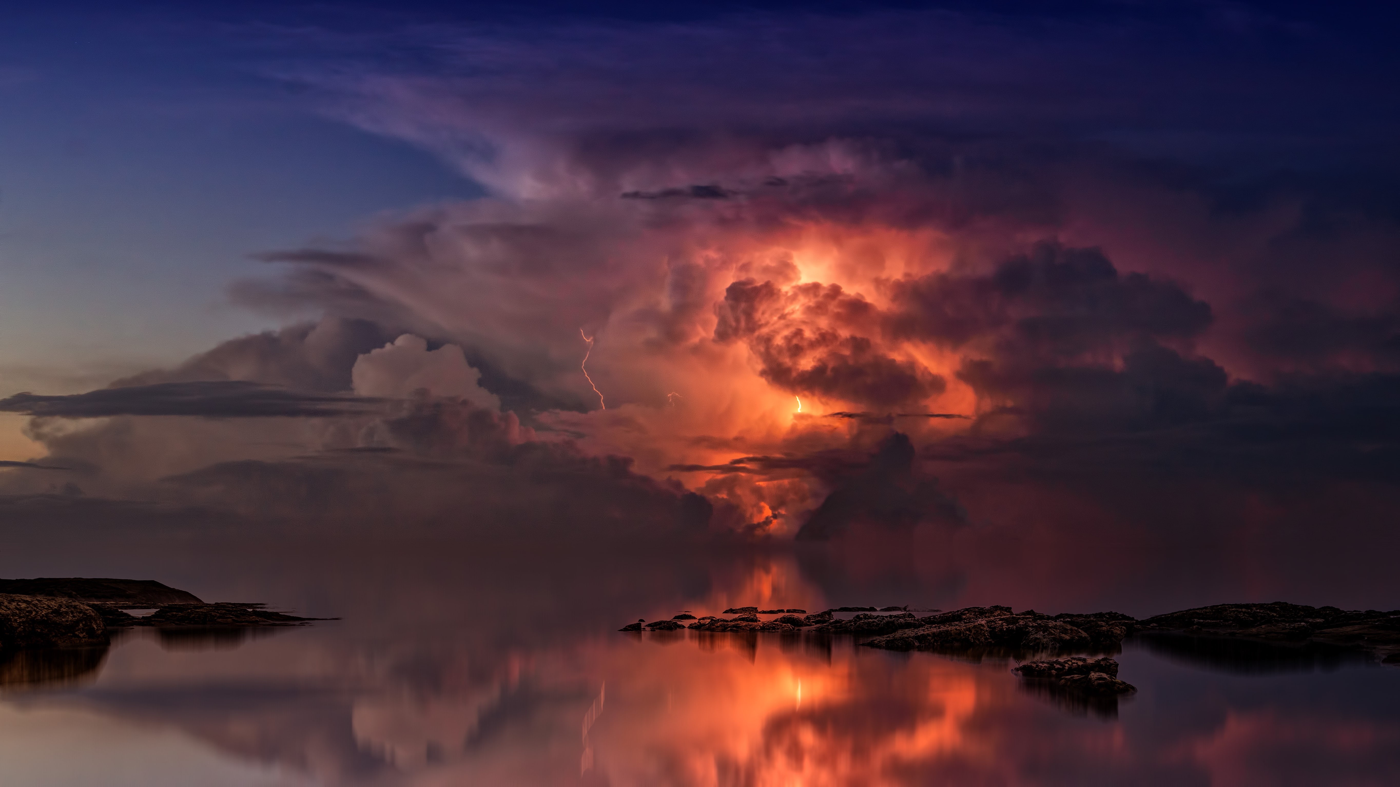 4k, 5k, nature, thunderstorm, hd, ocean, 5K, HD Wallpaper