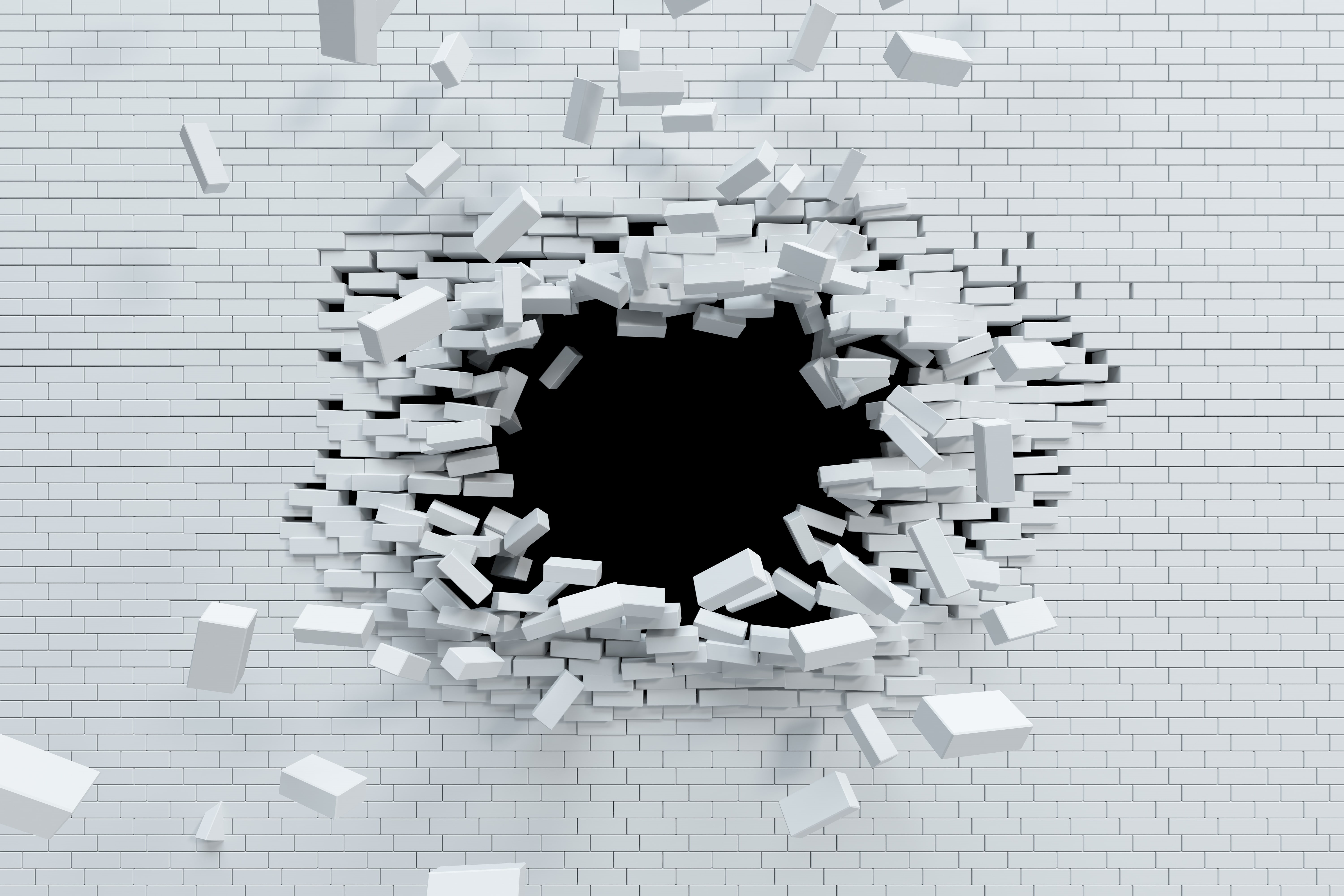 white, large group of objects, explosion, shape, wall - building feature, chaos, ideas, design, backgrounds, still life, brick, construction Industry, wall, HD Wallpaper