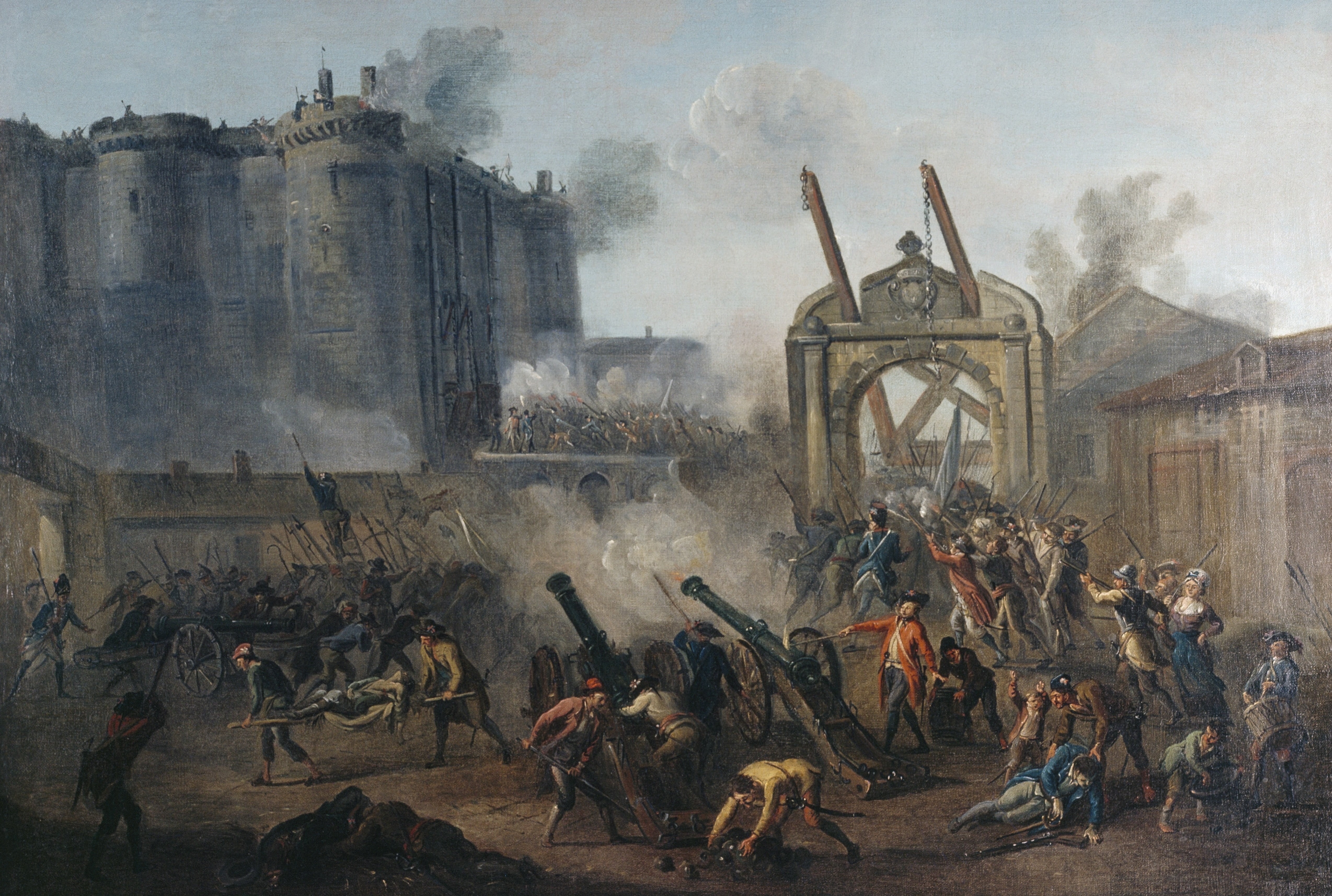 building, building exterior, burning, horse, 4K, built structure, people, fog, demolished, nature, war, sky, weapon, day, fighting, architecture, group of people, HD Wallpaper