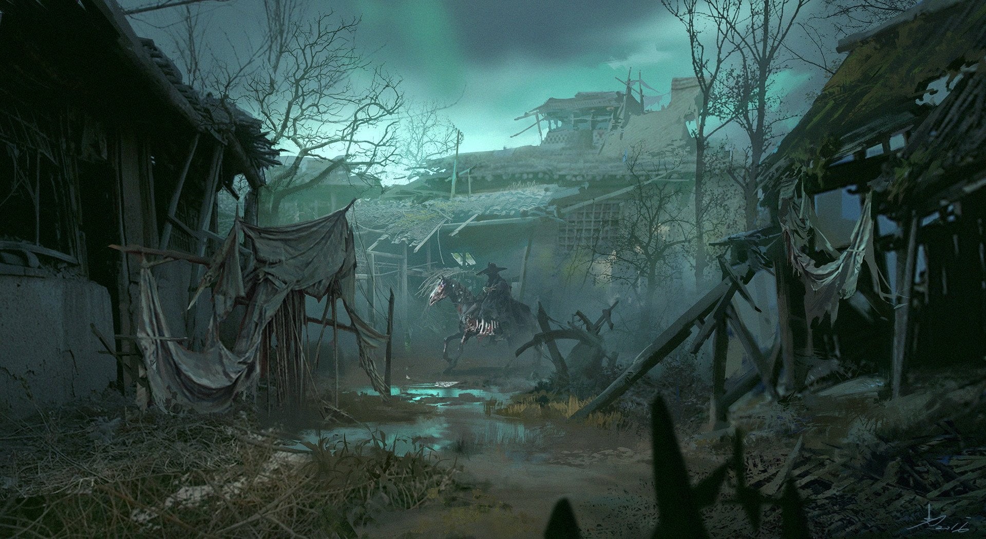 pollution, demolished, built structure, 1080P, building exterior, branch, ruined, Fantasy, destruction, Dark, day, growth, building, reflection, tree, HD Wallpaper