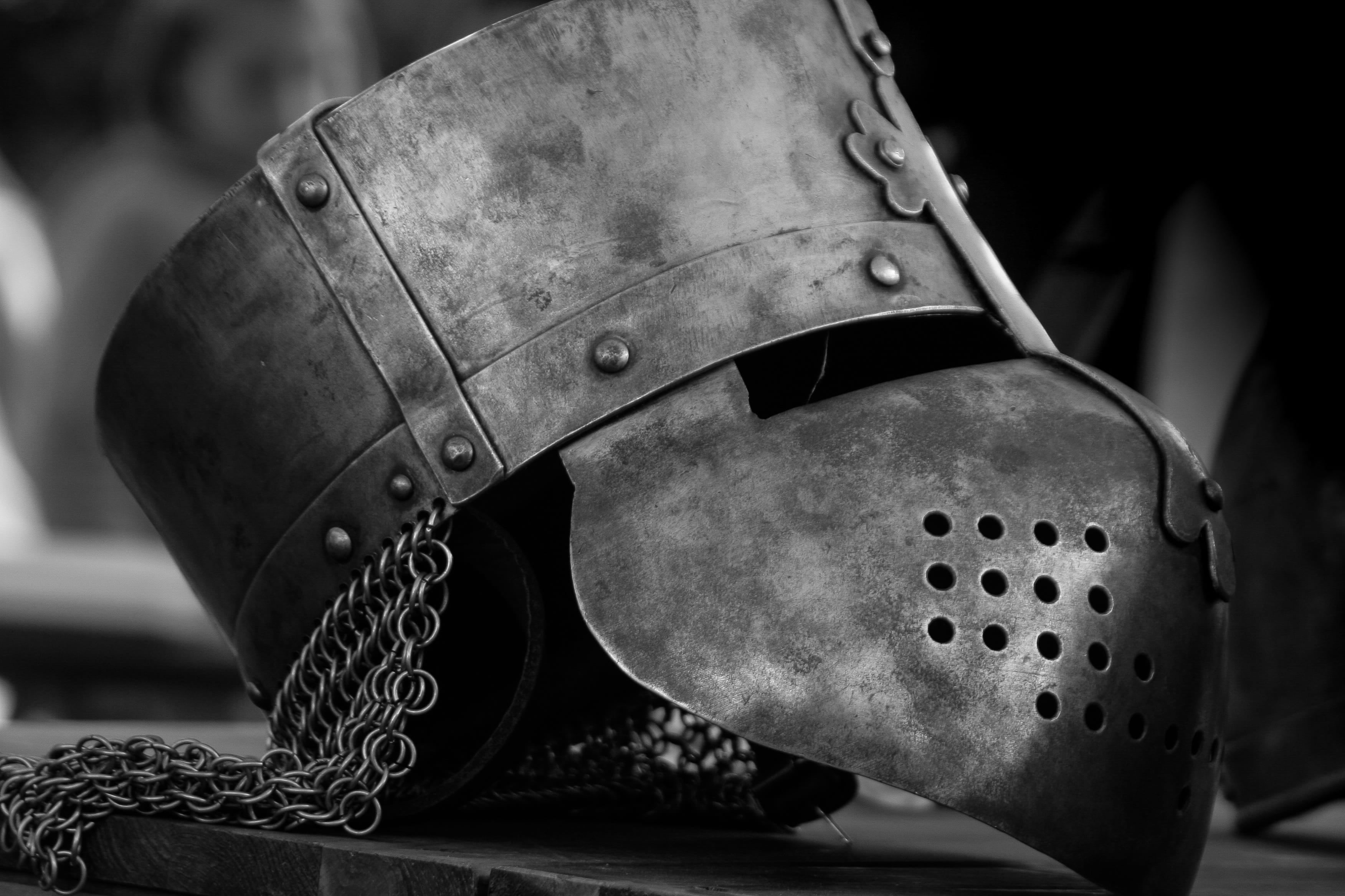 wood - material, leather, no people, metal industry, harnisch, ancient, government, antique, greyscale, ritterruestung, headwear, suit of armor, old-fashioned, HD Wallpaper