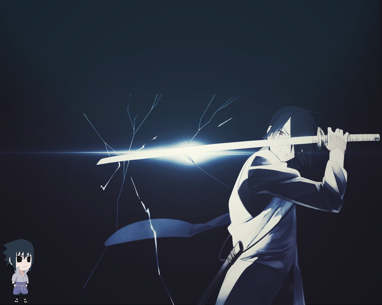 holding, sasuke the last, young adult, katana, men, man, obscured face, glowing, skill, studio shot, long exposure, night, real people, sword, anime boys, HD Wallpaper