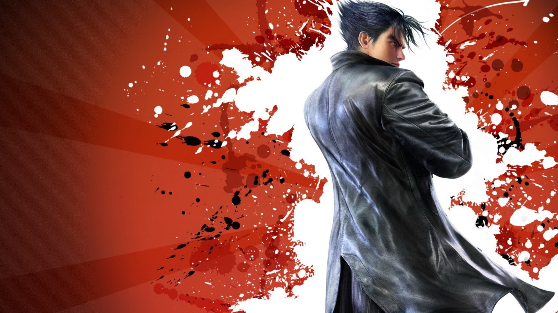 red, Tekken, one person, creativity, standing, indoors, lifestyles, 1080P, water, casual clothing, day, three quarter length, Jin Kazama, men, adult, paint, HD Wallpaper