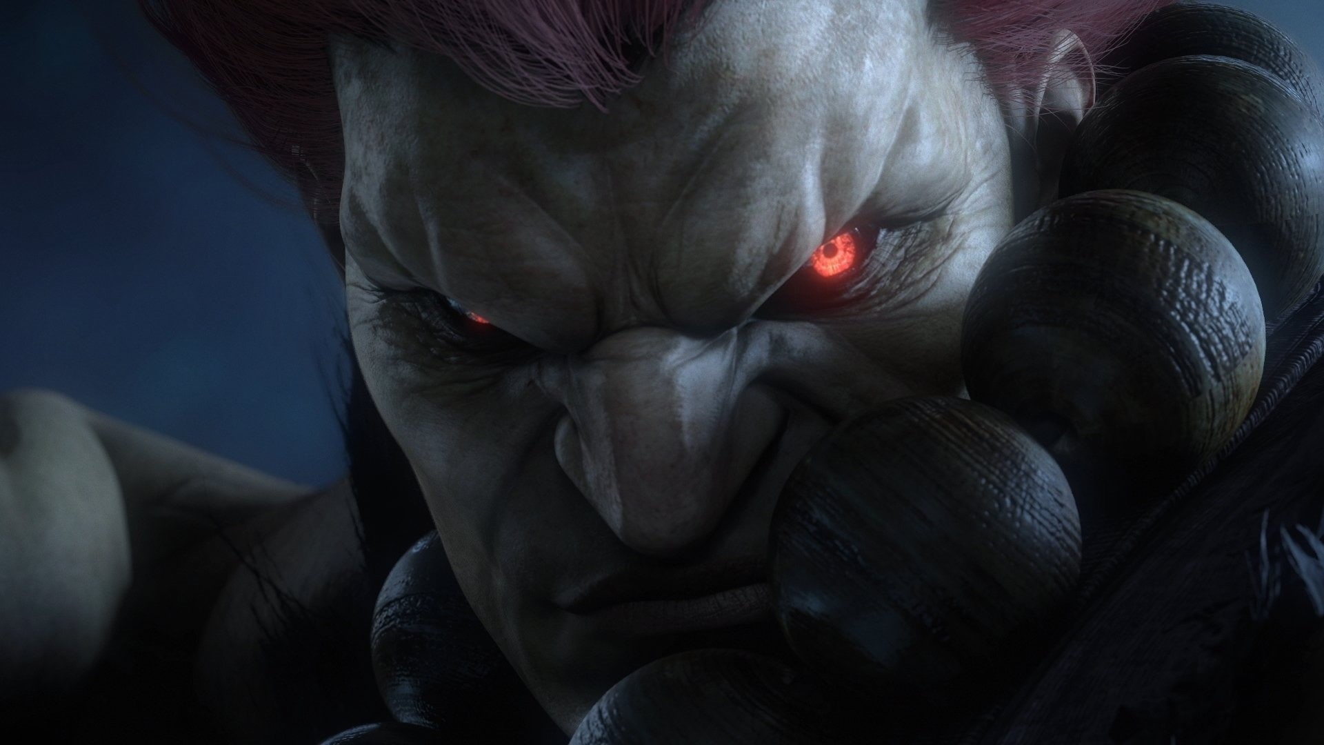 black color, people, bizarre, Tekken, front view, fear, close-up, Tekken 7, indoors, gray, sign, dark, red, emotion, evil, portrait, Akuma (Street Fighter), HD Wallpaper